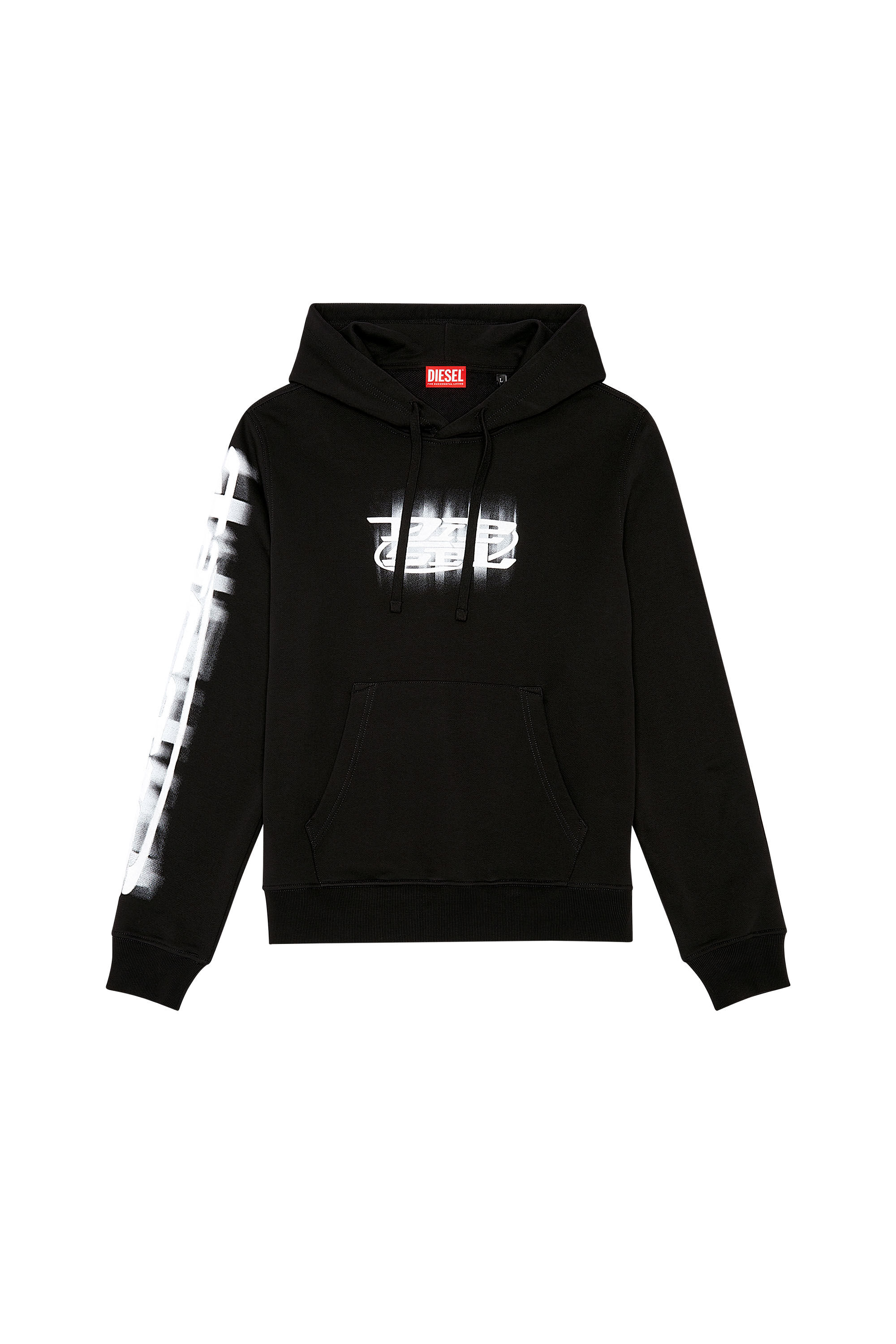 Men s Hoodie with blurry Diesel prints Black Diesel