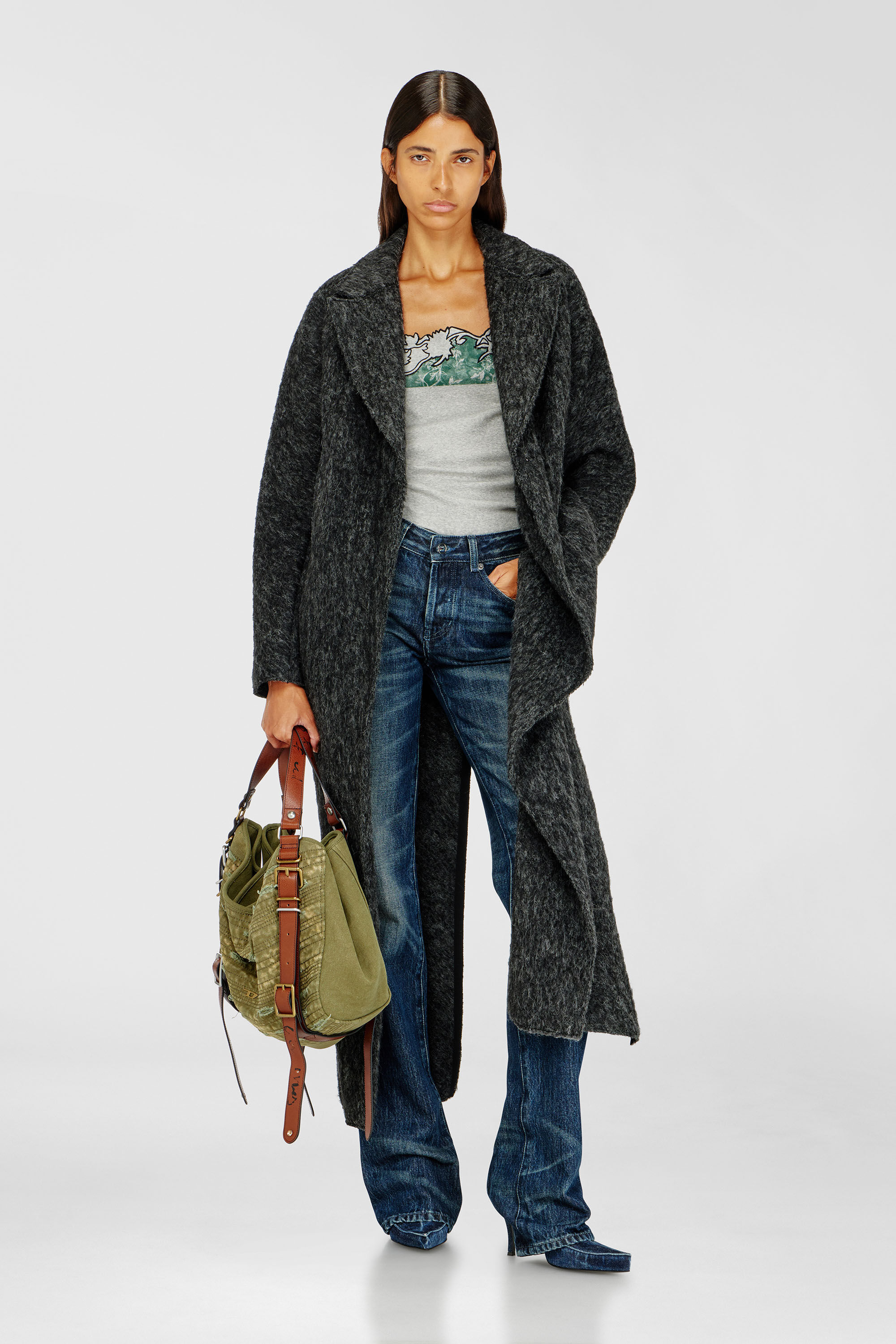 Diesel - W-SAYTA, Woman's Long coat in wool and alpaca blend in null - 1