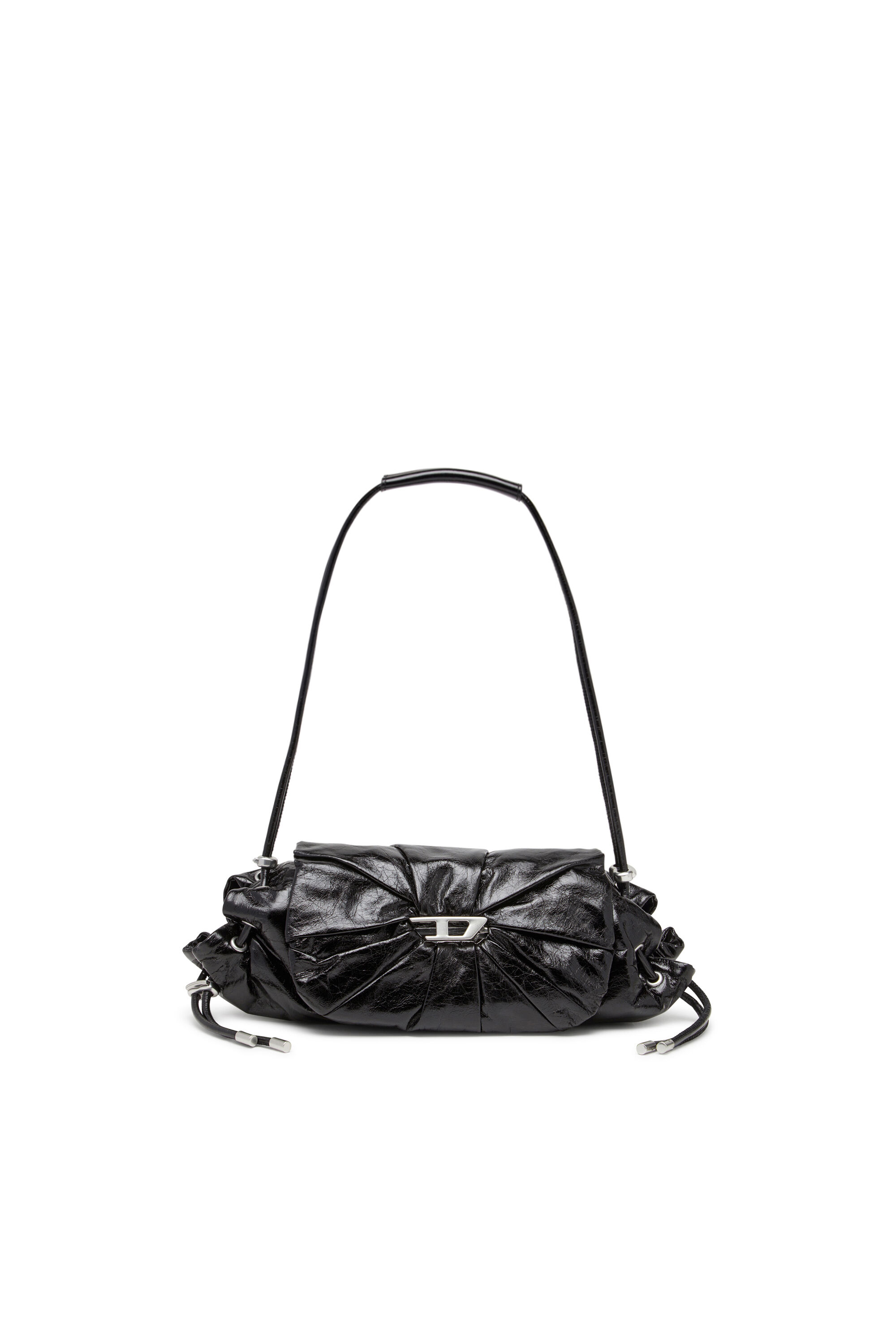Diesel - SCRUNCH-D SHOULDER S, Woman's Scrunch-D S-Shoulder bag in scrunched leather in Black - 1
