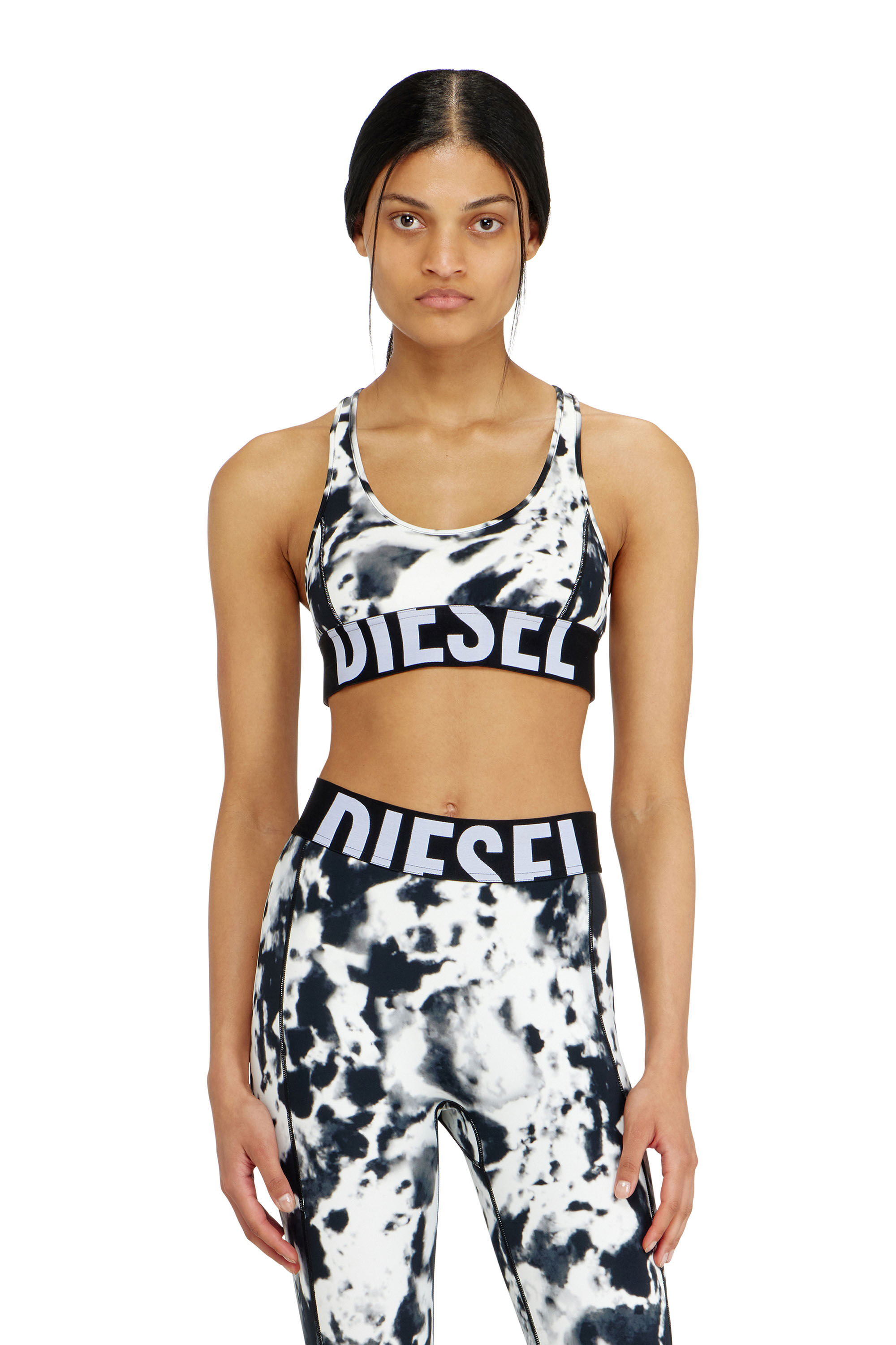 Diesel - ALLISON-D-POP, Woman's Sports bra in printed microfibre in White/Black - 2