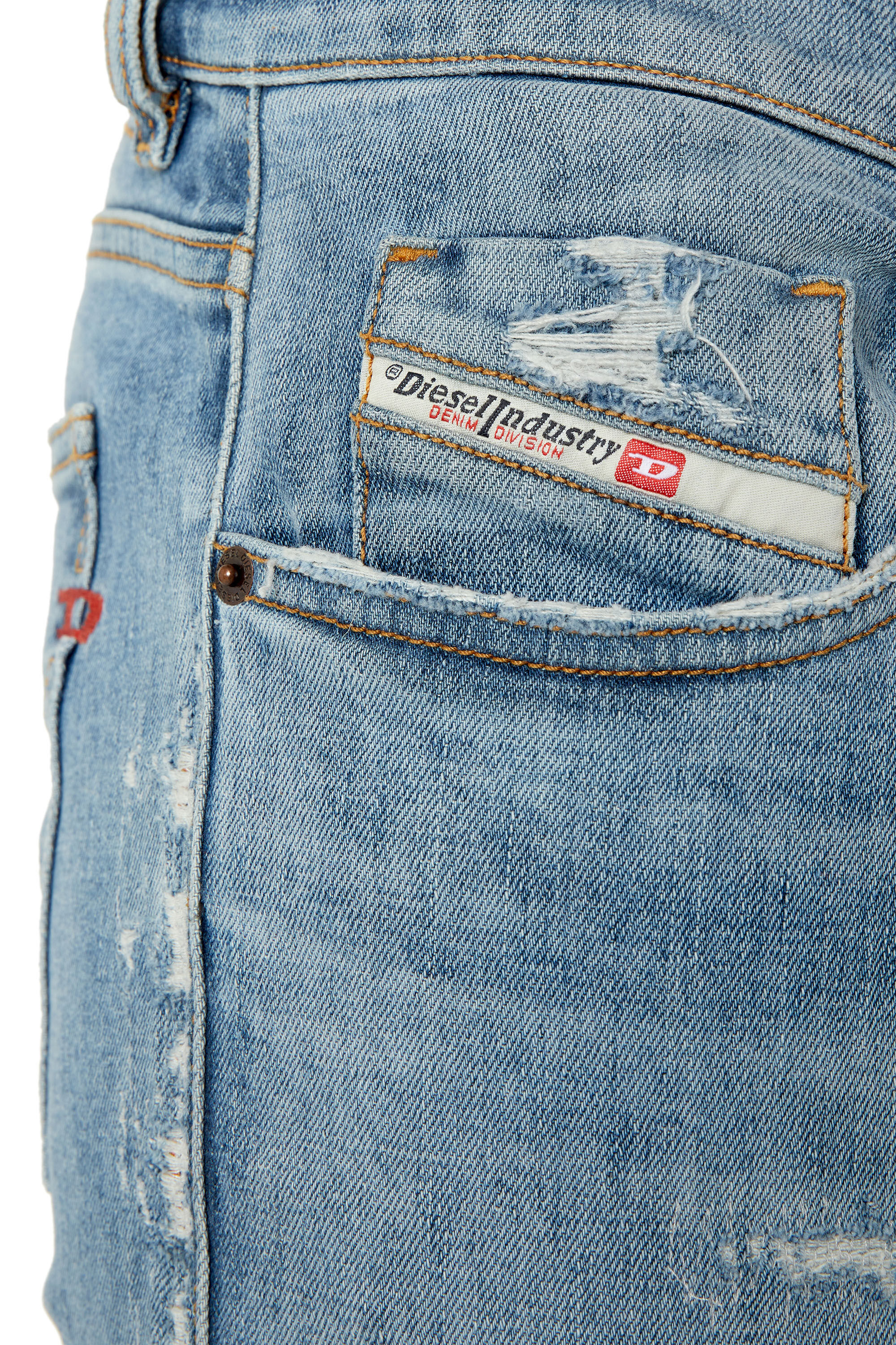 Diesel - 2019 D-Strukt 09E73 Slim Jeans, Light Blue - Image 5