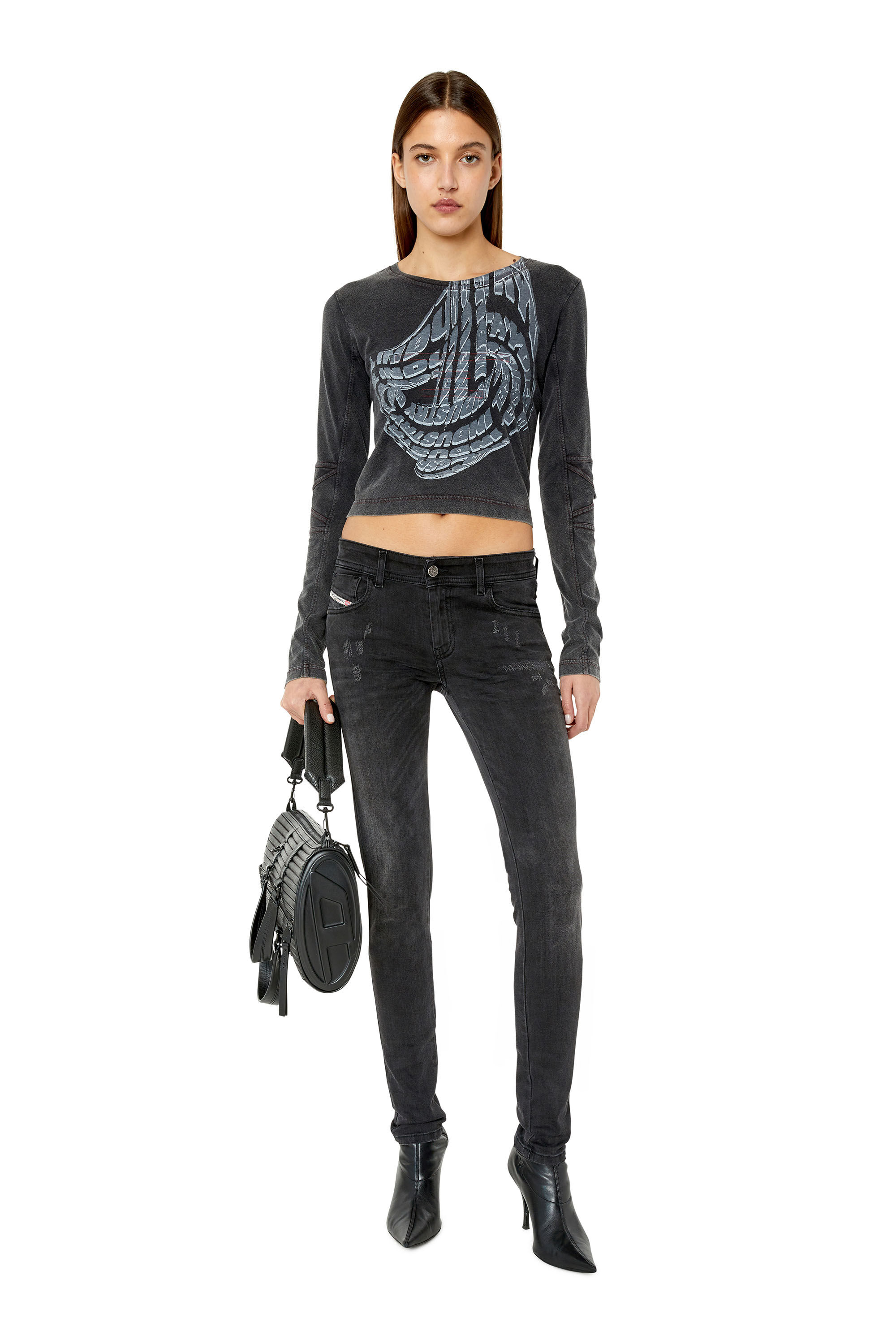 Diesel - 2018 SLANDY-LOW E69SB Super skinny Jeans, Black/Dark grey - Image 1