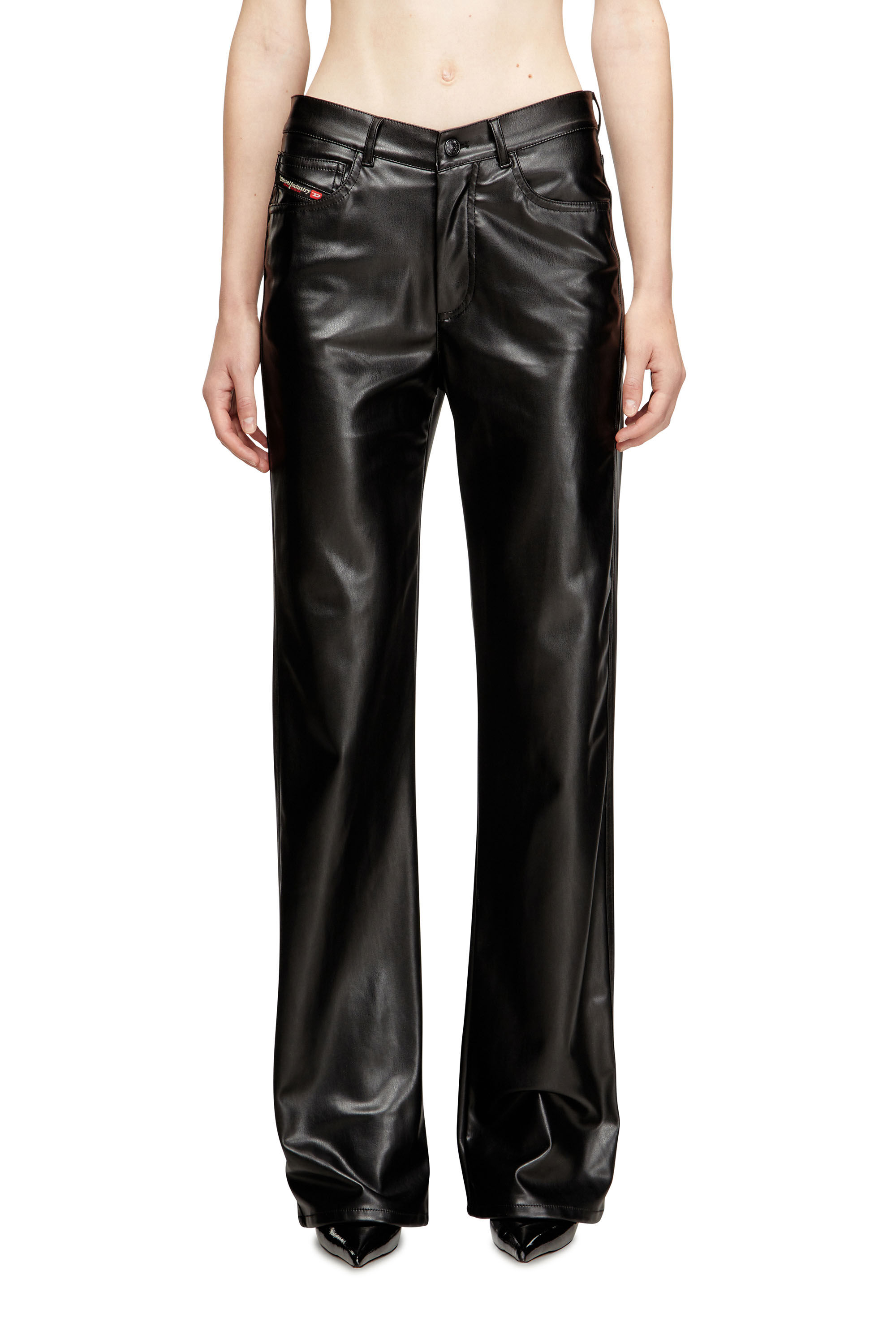 Diesel - P-LAIN, Woman's Five pocket pants in coated fabric in Black - 3