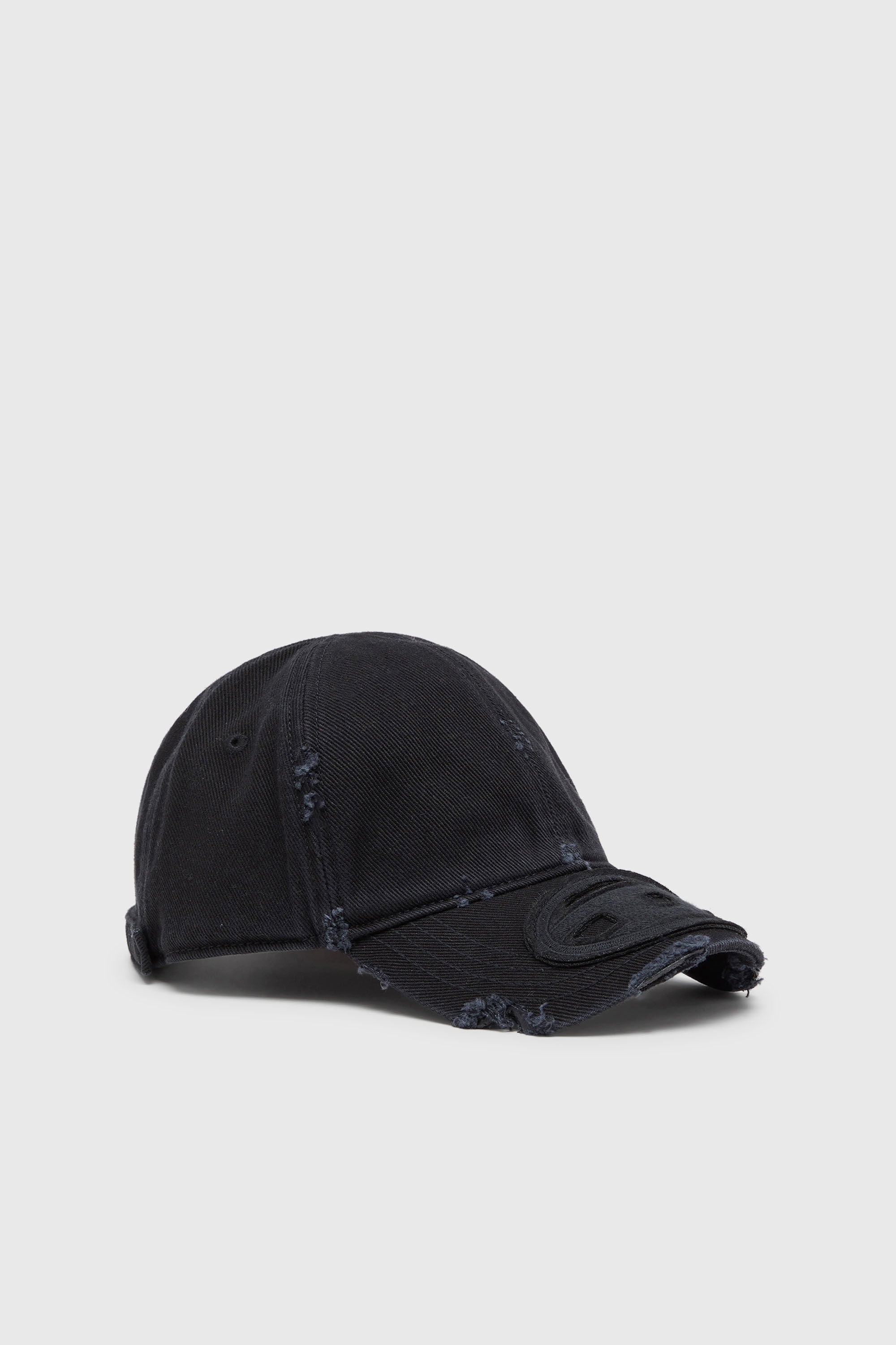 Diesel - C-BIGDOV, Man's Cotton twill cap with distressed details in Black - 1