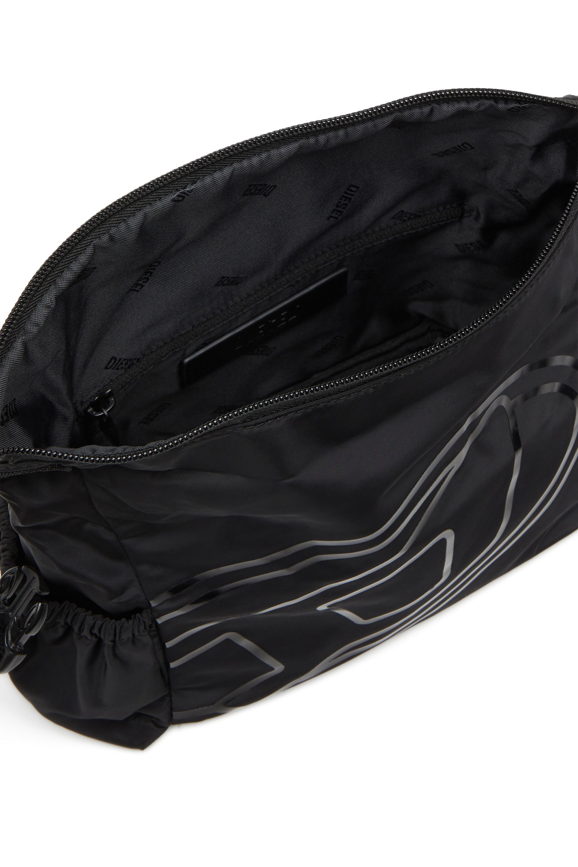 Diesel - DRAPE WASH BAG X, Man's Nylon wash bag with Oval D print in Black - 2