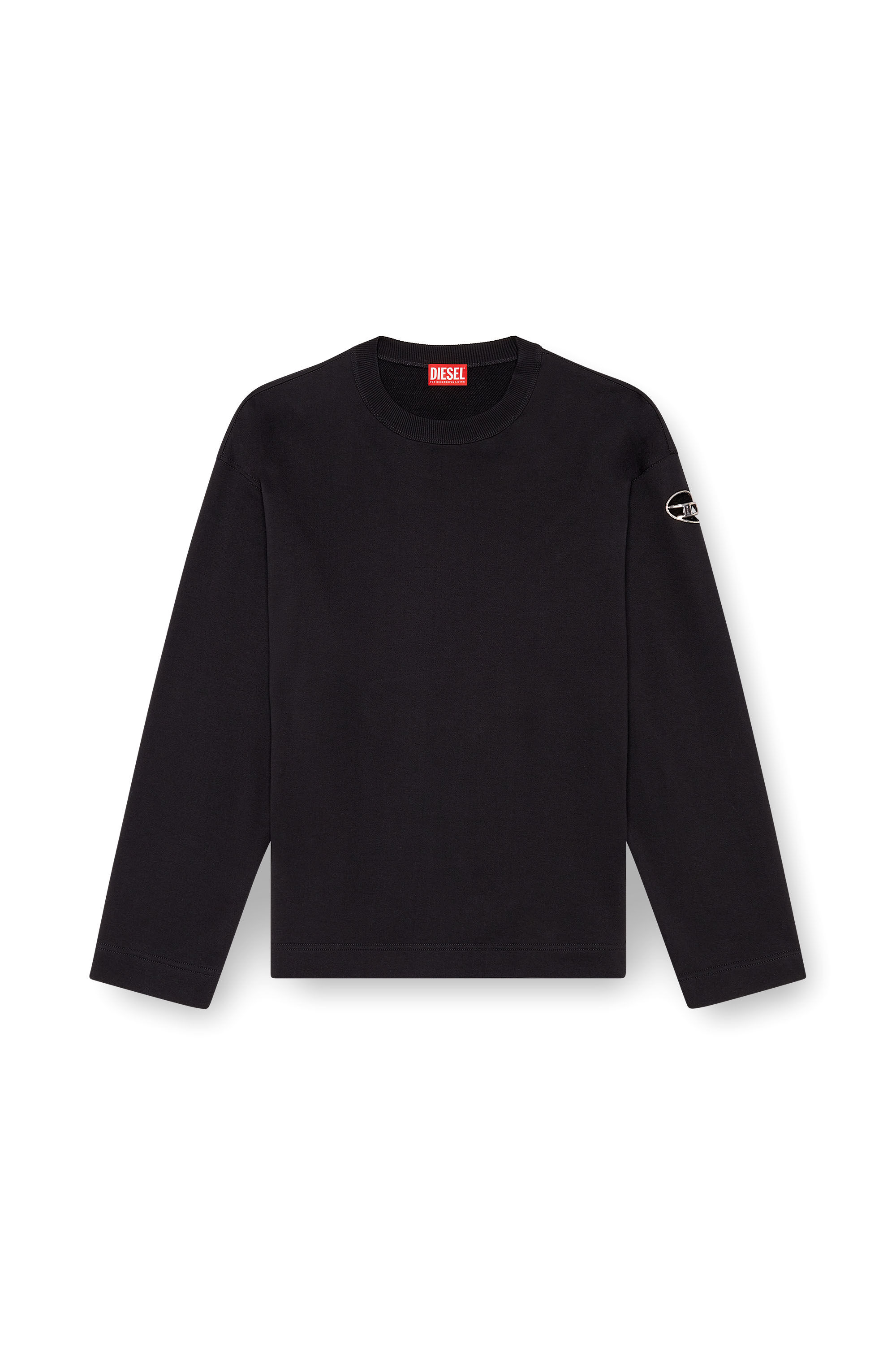 Men's Oversized sweatshirt with metallic logo | Black | Diesel