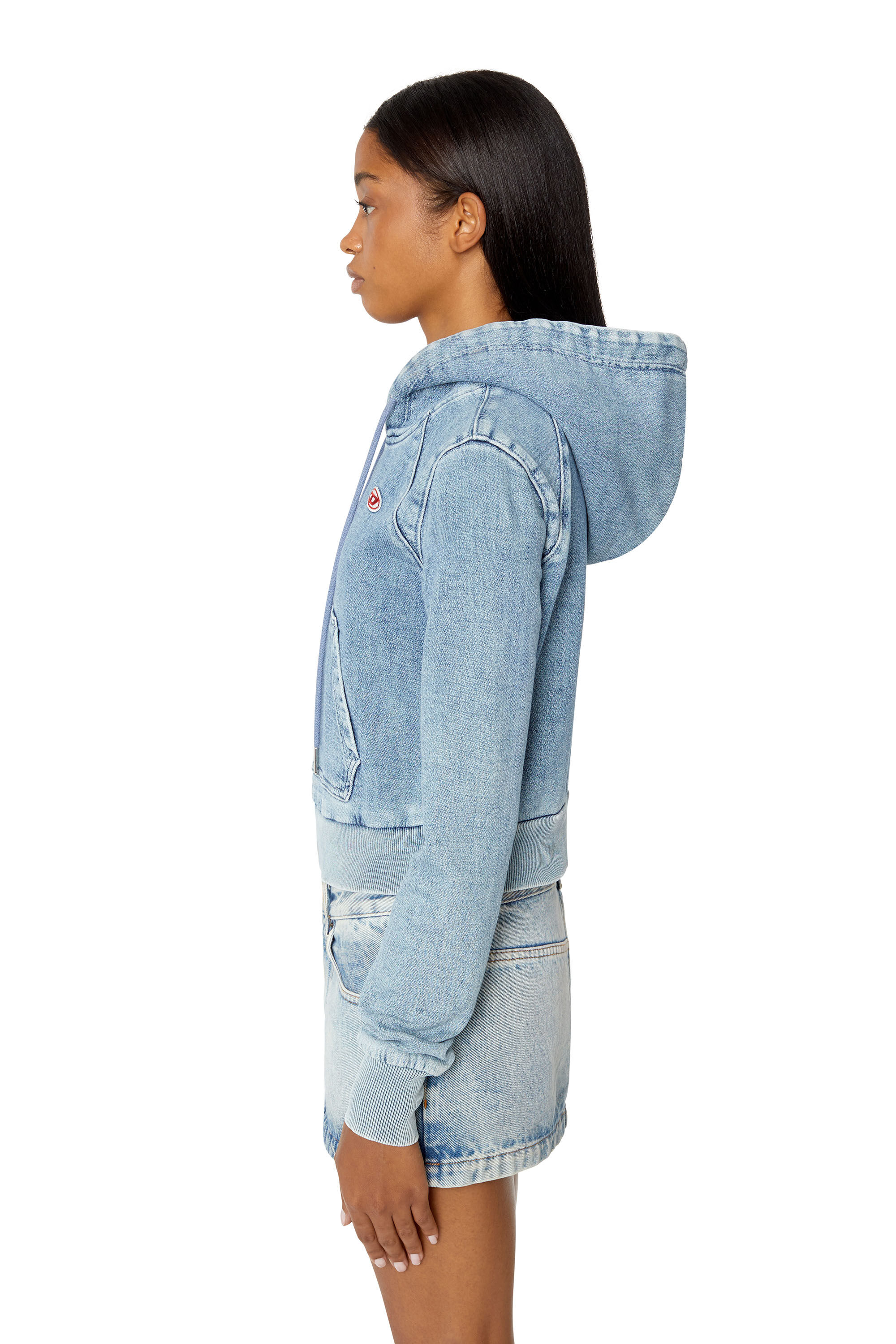 Diesel - D-ANGY TRACK DENIM HOODIE, Light Blue - Image 5