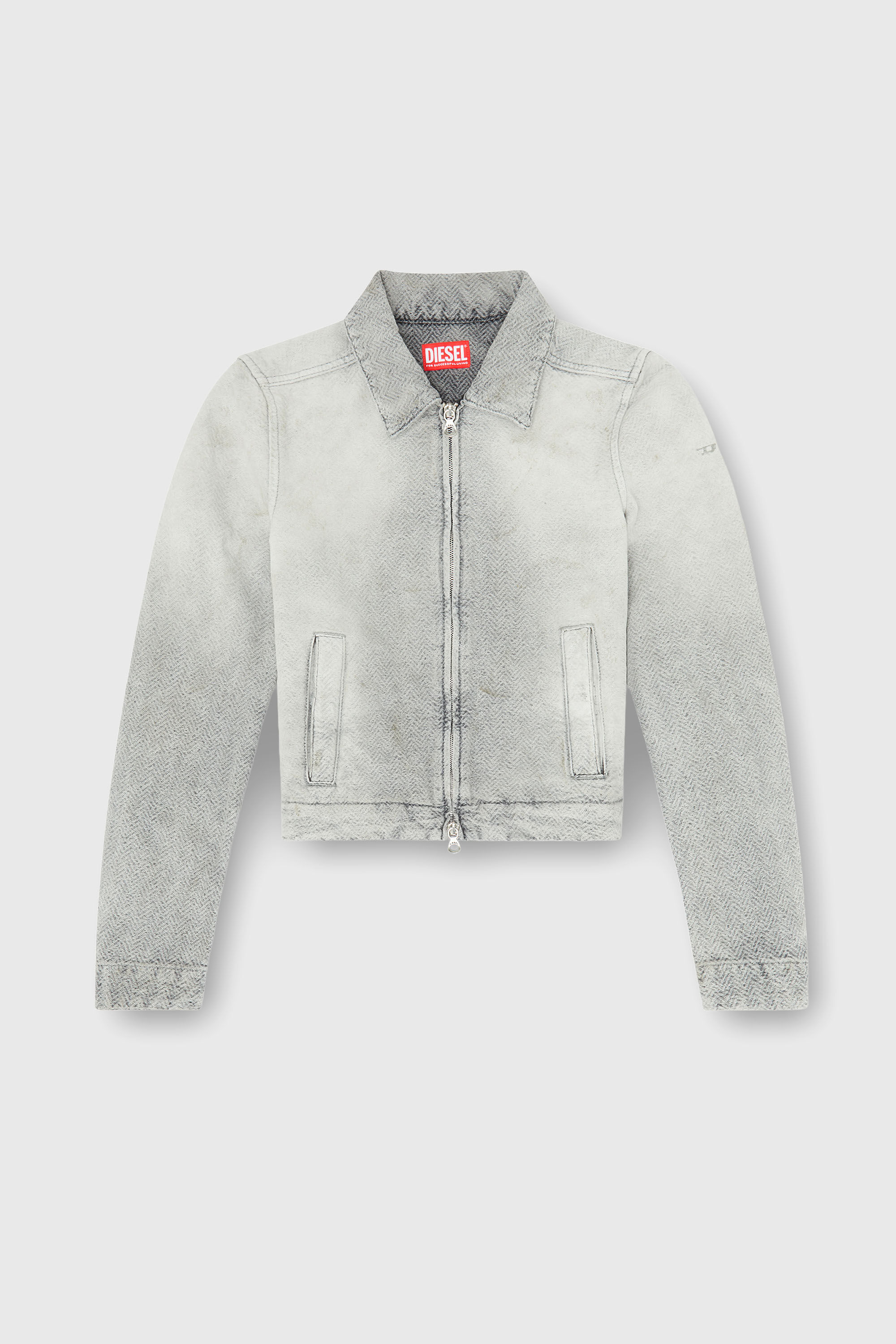 Diesel - DE-CORB, Woman's Jacket in distressed herringbone denim in Grey - 2