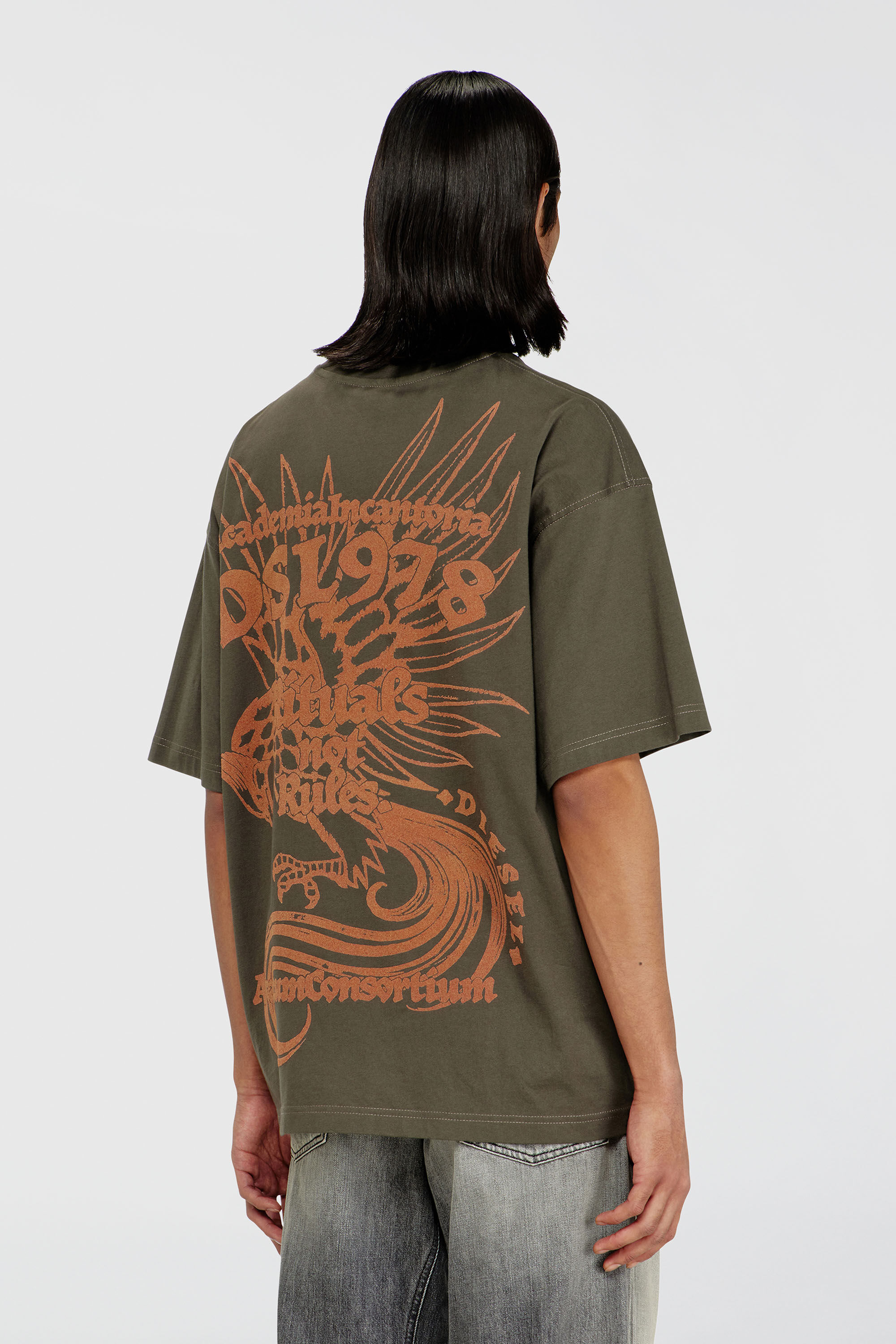 Diesel - T-BOXT-AA11, Man's Jersey T-shirt with flocked print in Military Green - 4