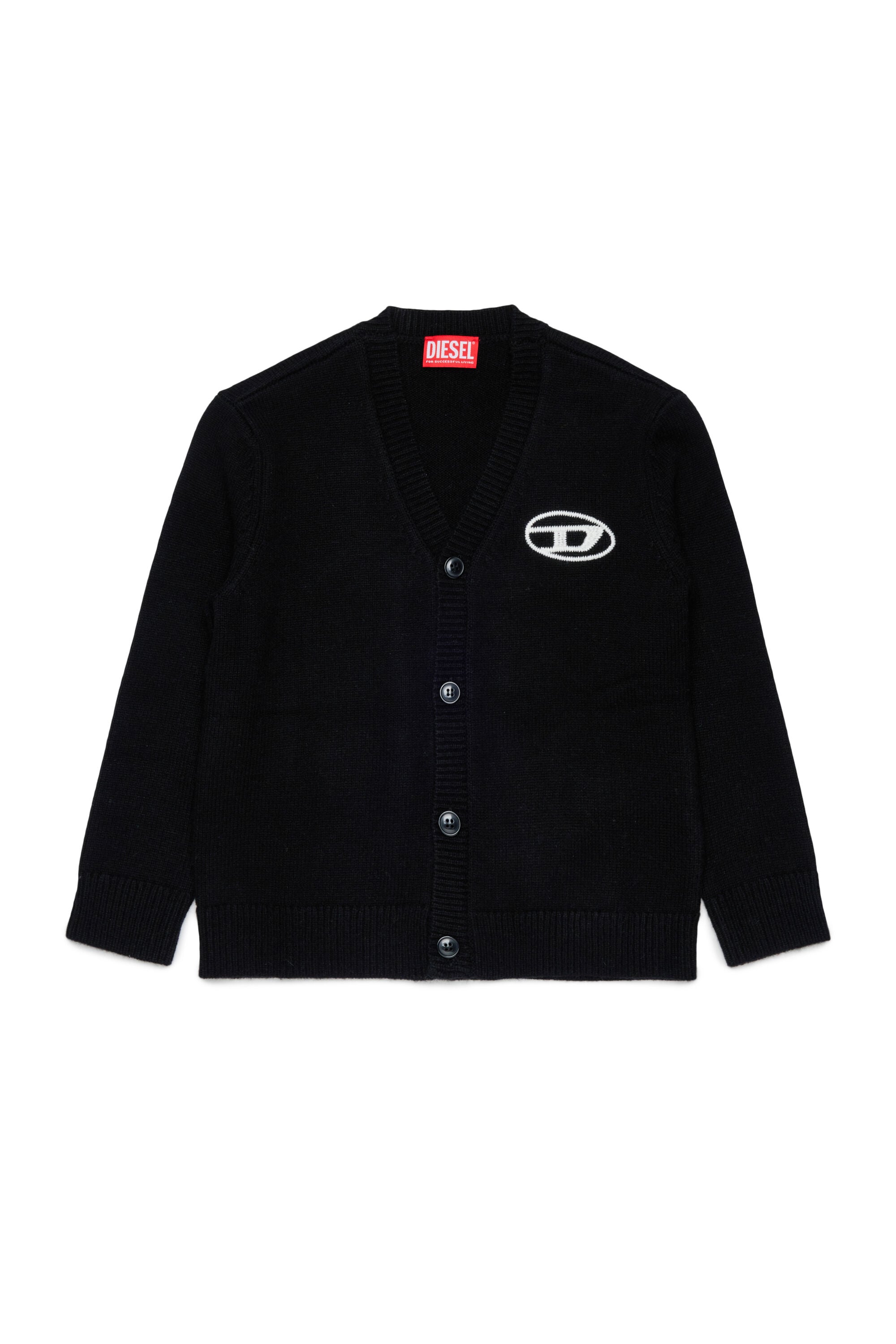Diesel - KLABO CARDIGAN OVER, Man's Cashmere-enriched cardigan with Oval D logo in Black - 1