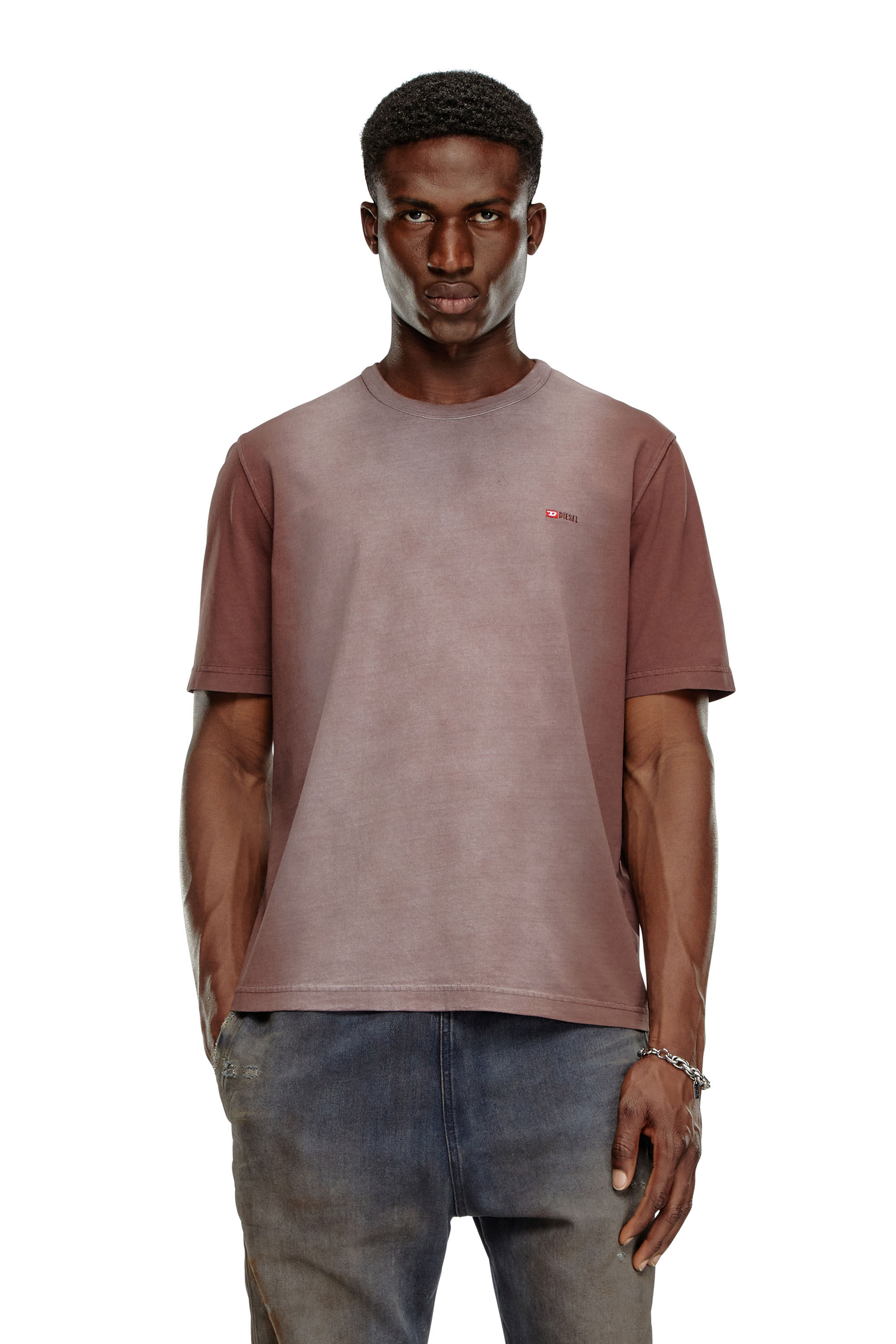 Diesel - T-ADJUST-Q2, Man T-shirt in sprayed cotton jersey in Brown - Image 3