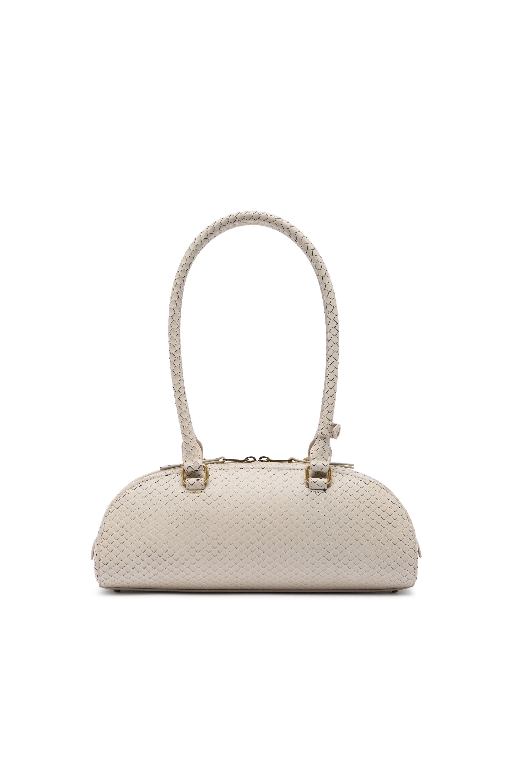 Diesel - 1DR DOME SHOULDER EW, Woman's 1DR Dome-Elongated bowling bag in textured leather in Beige - 3