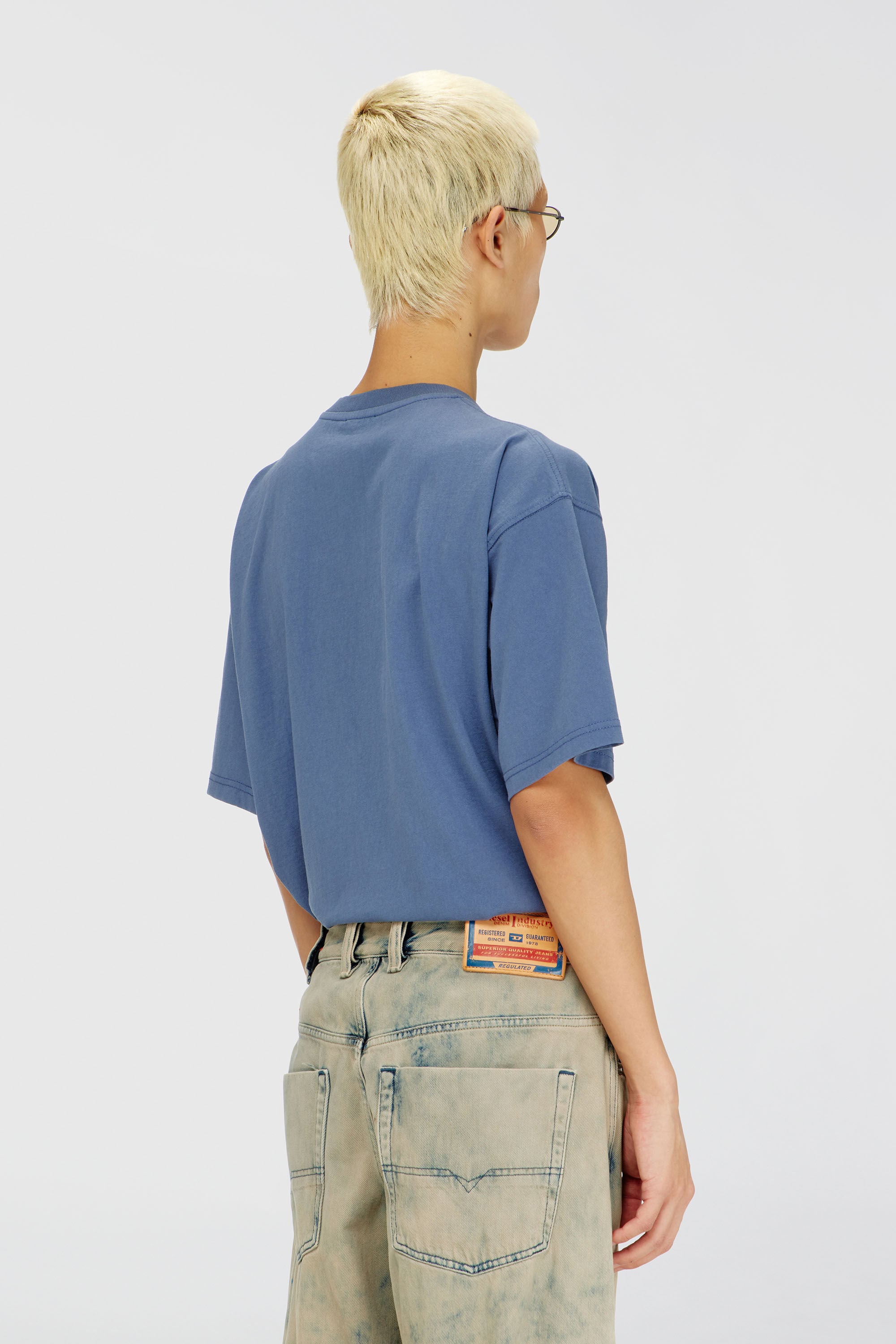 Diesel - T-BOXT-N14, Man's T-shirt with distressed flocked logo in Blue - 4