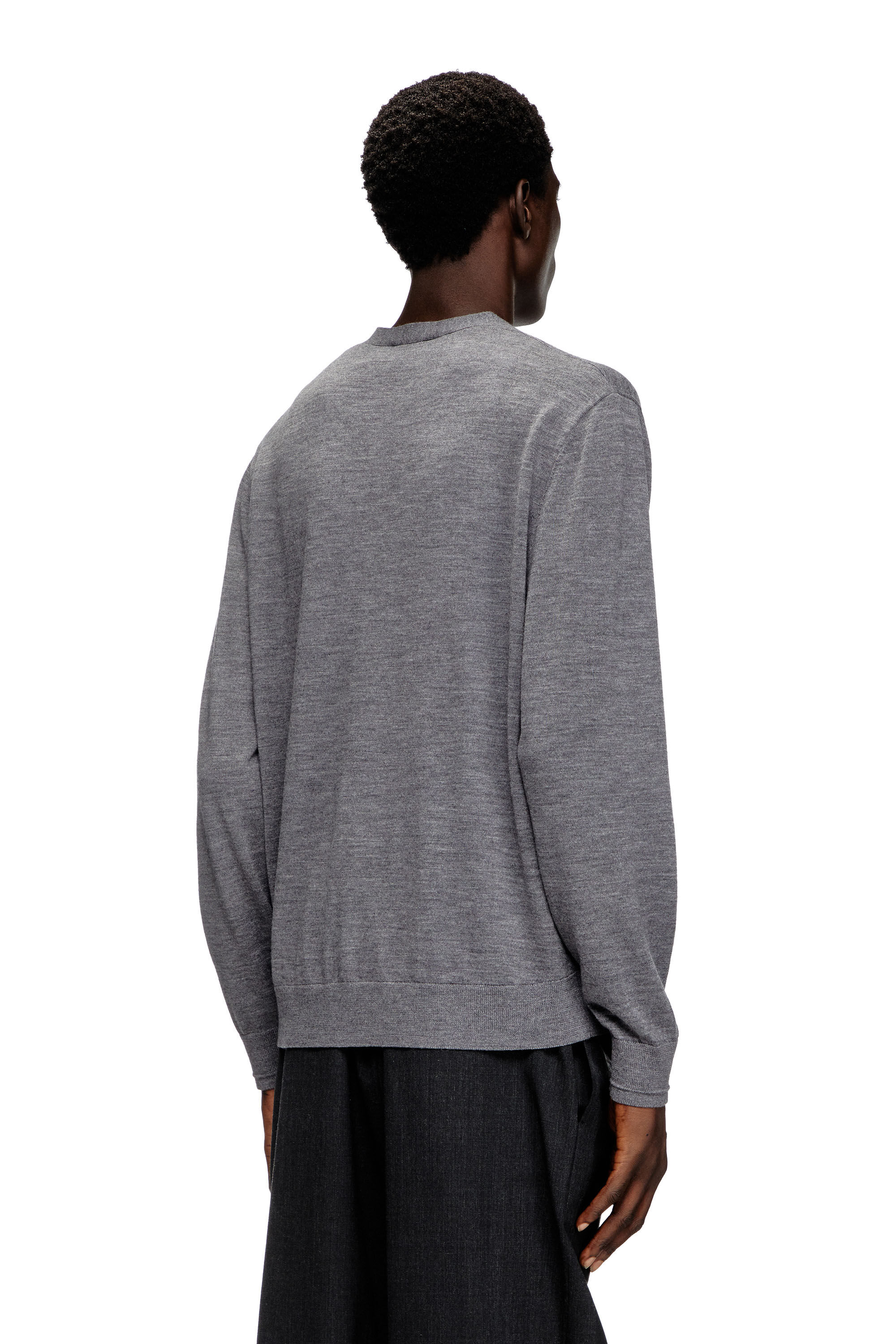 Diesel - K-VOLTO, Man's Wool cardigan with cut-out logo in Grey - 2
