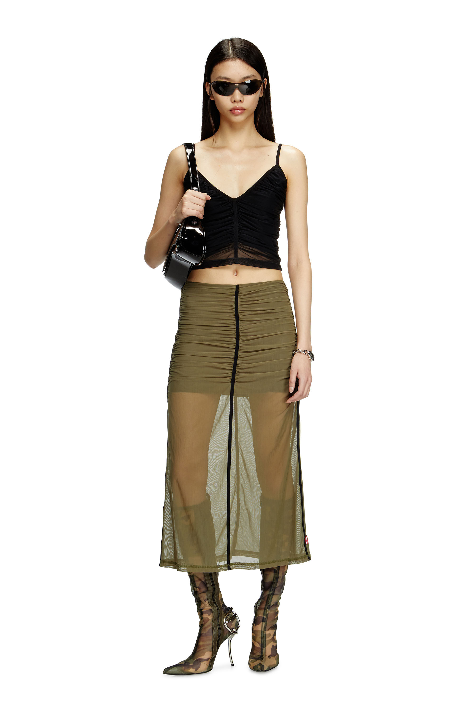 Diesel - T-AIKY, Woman's Gathered strappy top in Black - 1