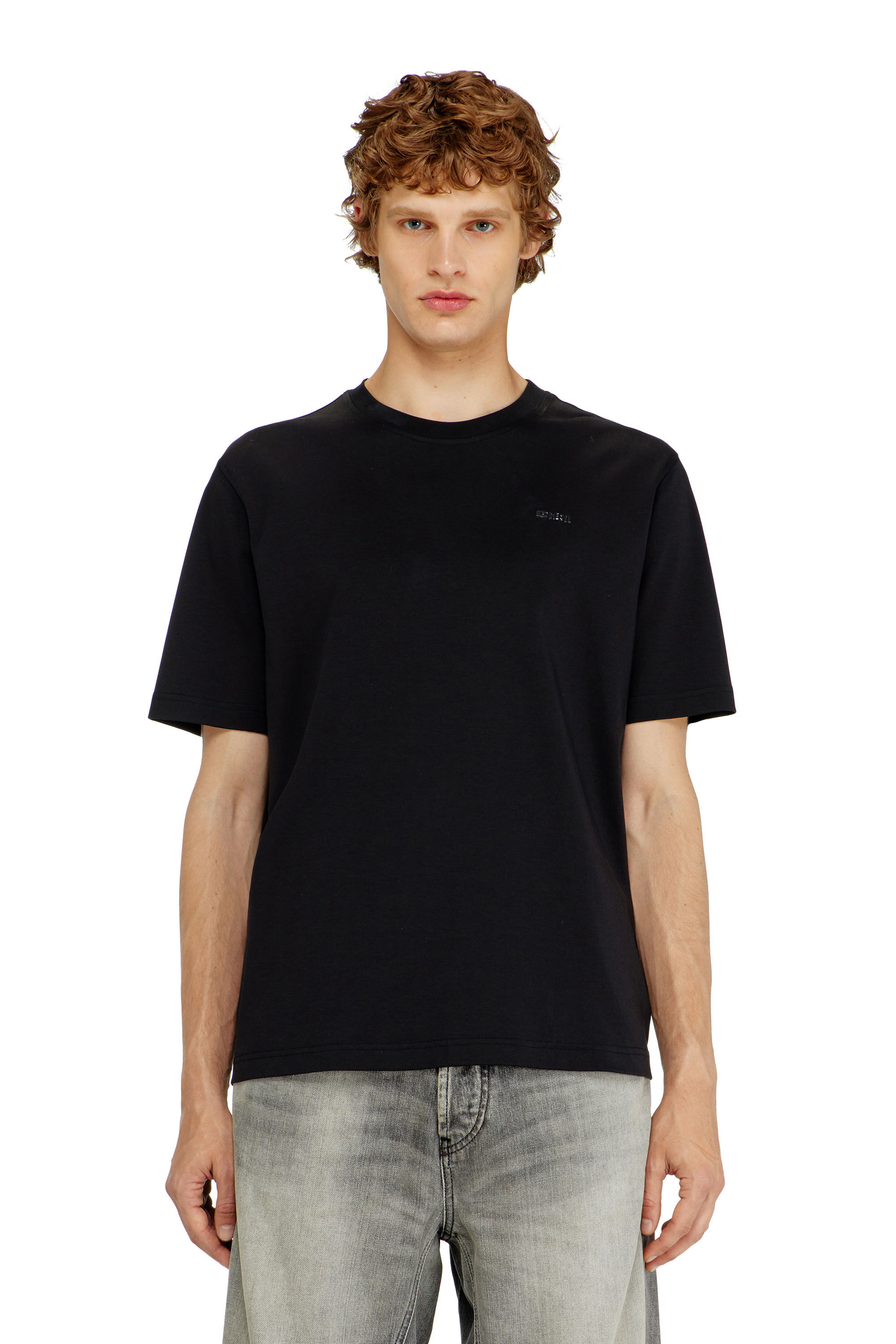 Diesel - T-ADJUST-MET, Man's Cotton T-shirt with small logo on chest in Black - 3