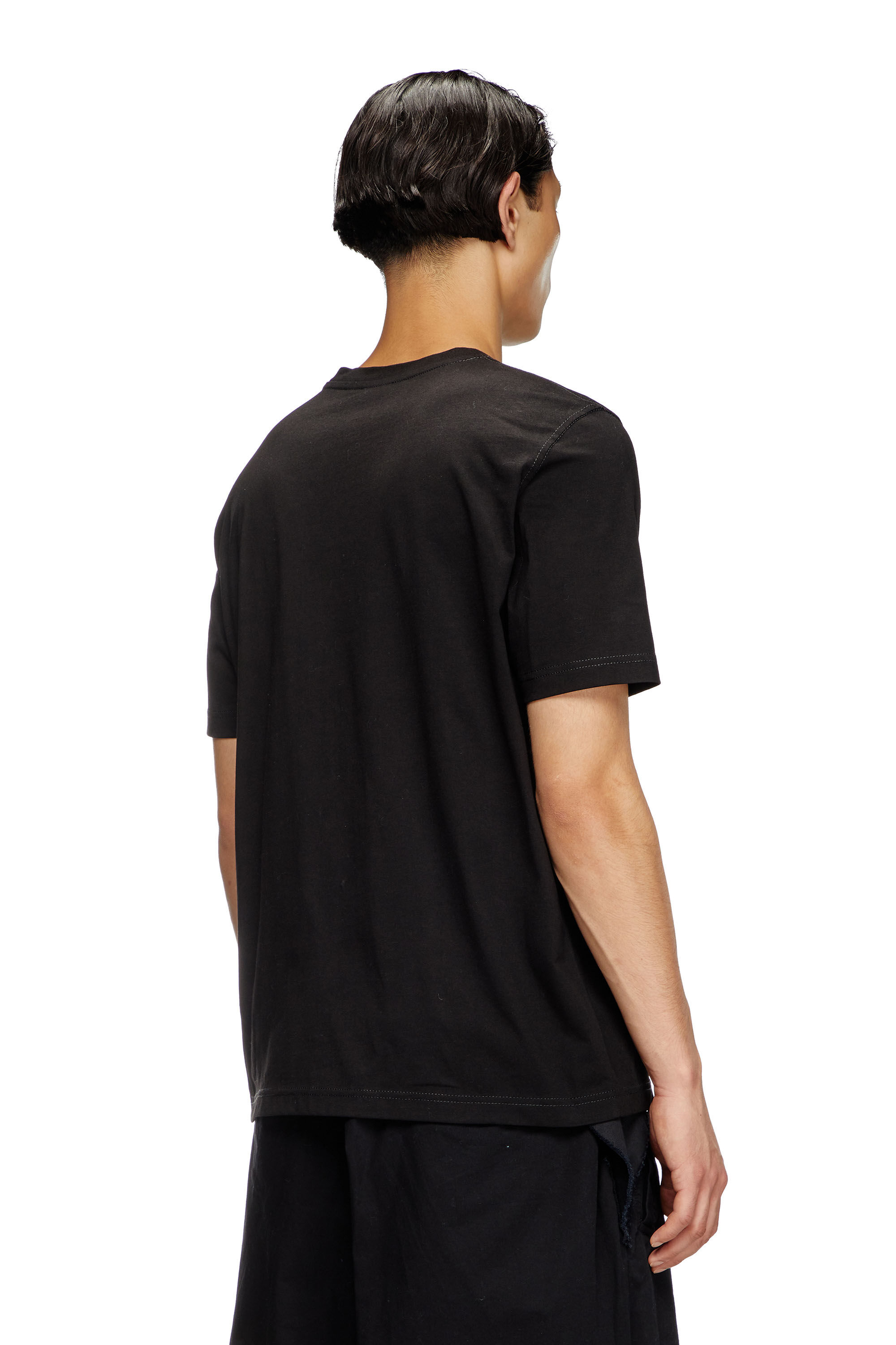 DIESEL◆ T-Adjust-R4 コットン Tシャツ Black Men's T-shirt with puff-print logo | Black | Diesel