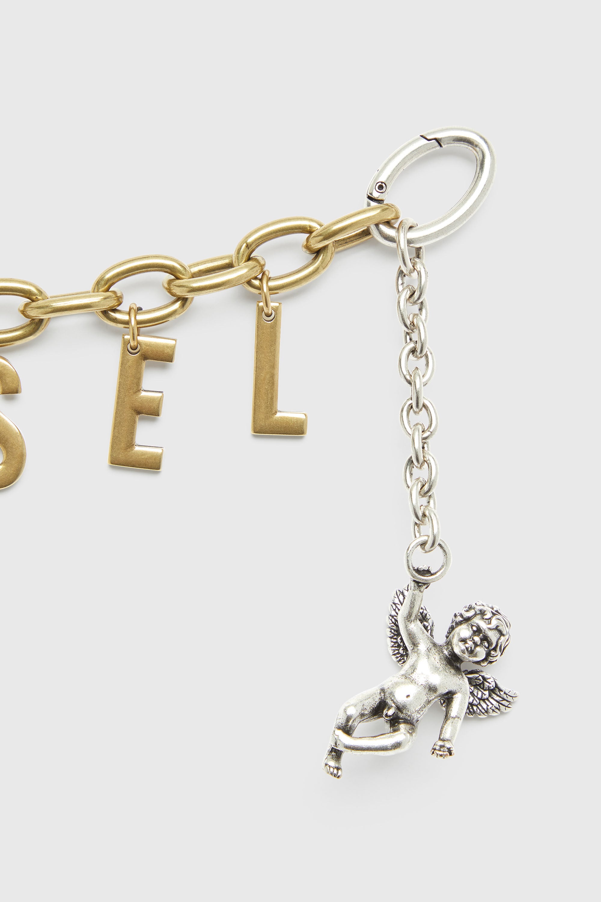 Diesel - CHAIN-D III S, Woman's Metal letter charm with cherub in Gold - 3