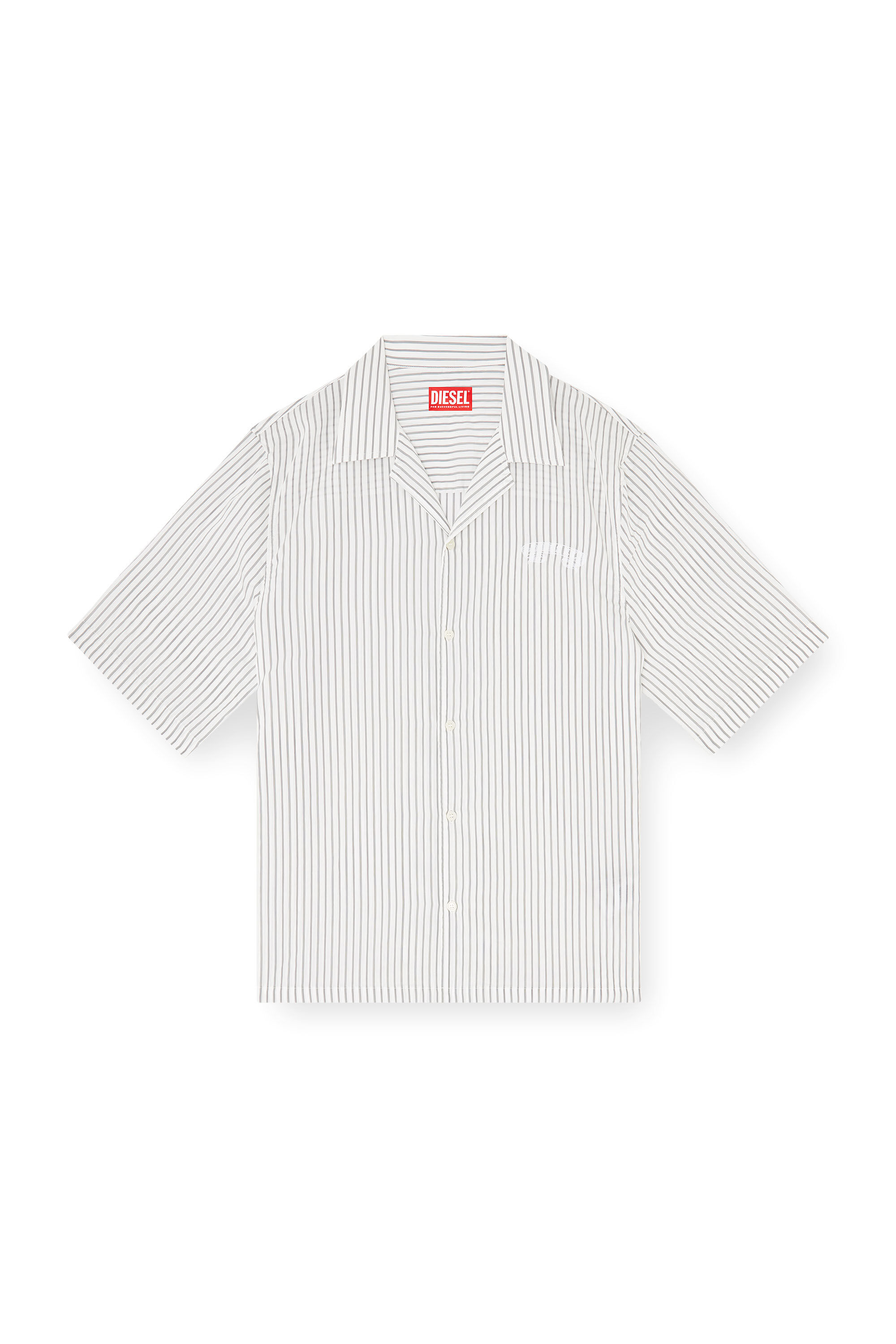 Diesel - S-MAC-EFBV, Man's Half-sleeve shirt in pinstripe modal in White/Grey - 2