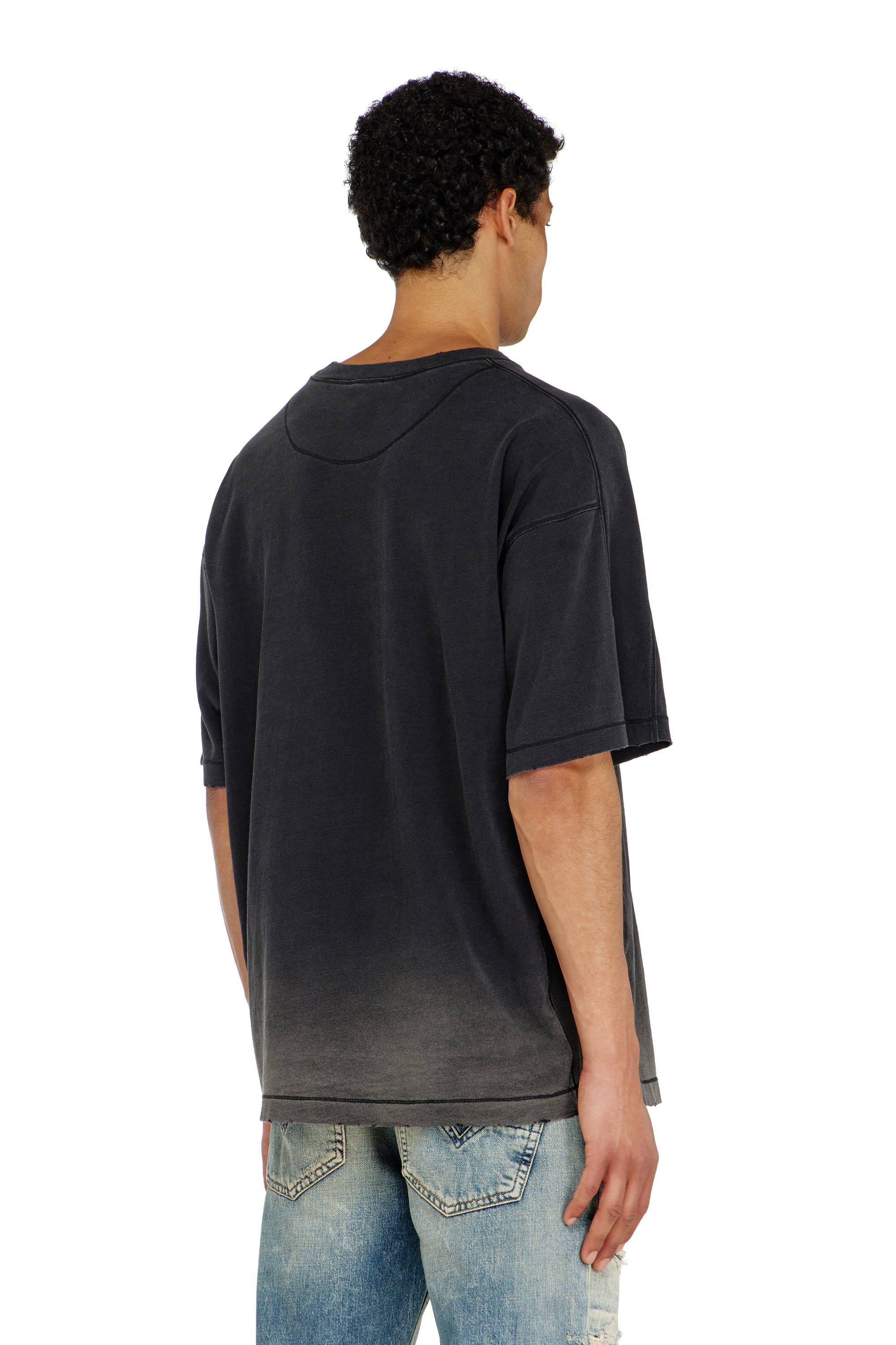 Diesel - T-CROX, Man's Cotton T-shirt with degrad&eacute; effect in Black - 4