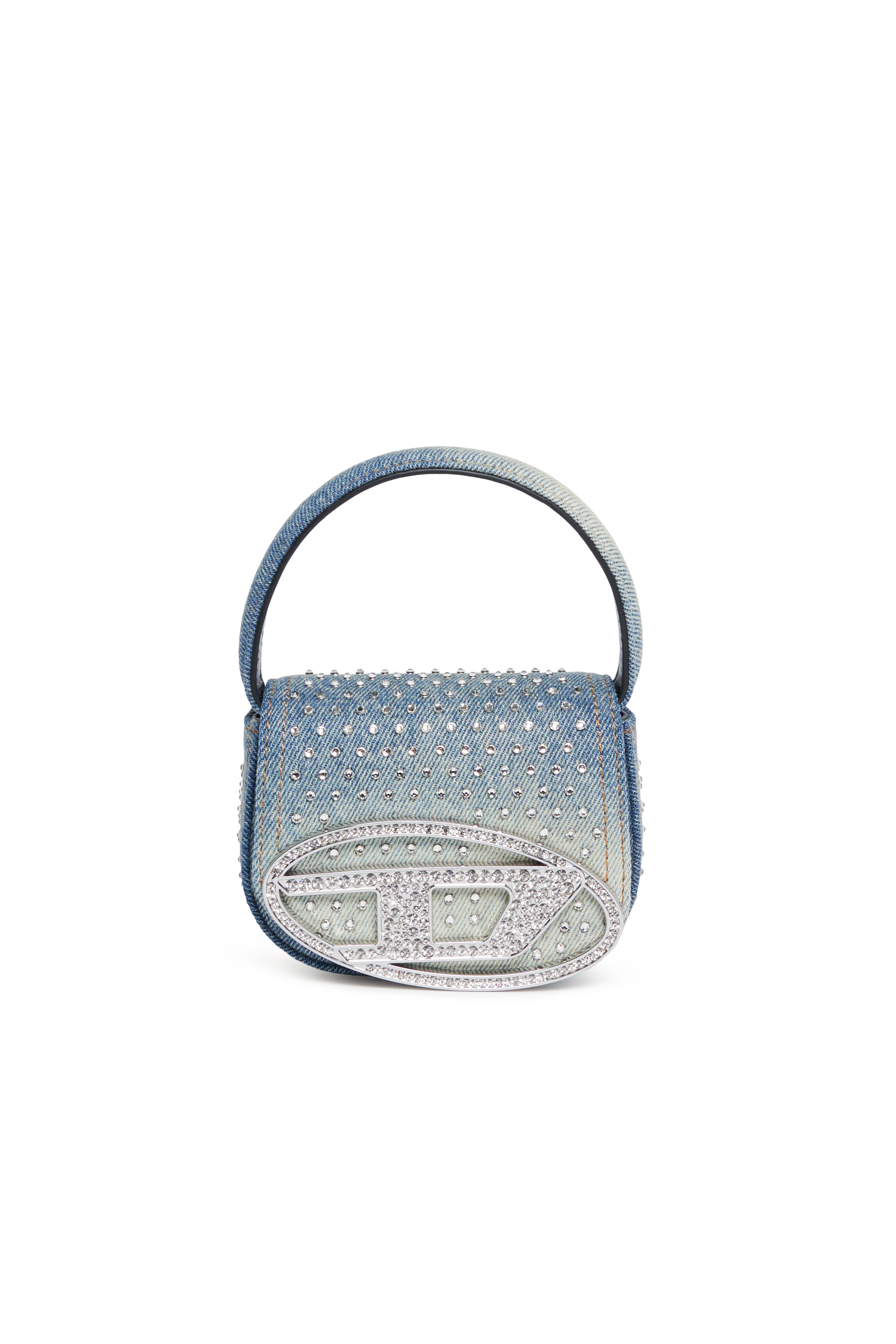 Diesel - 1DR XS, Woman's Iconic mini bag in denim and crystals in Blue - 1