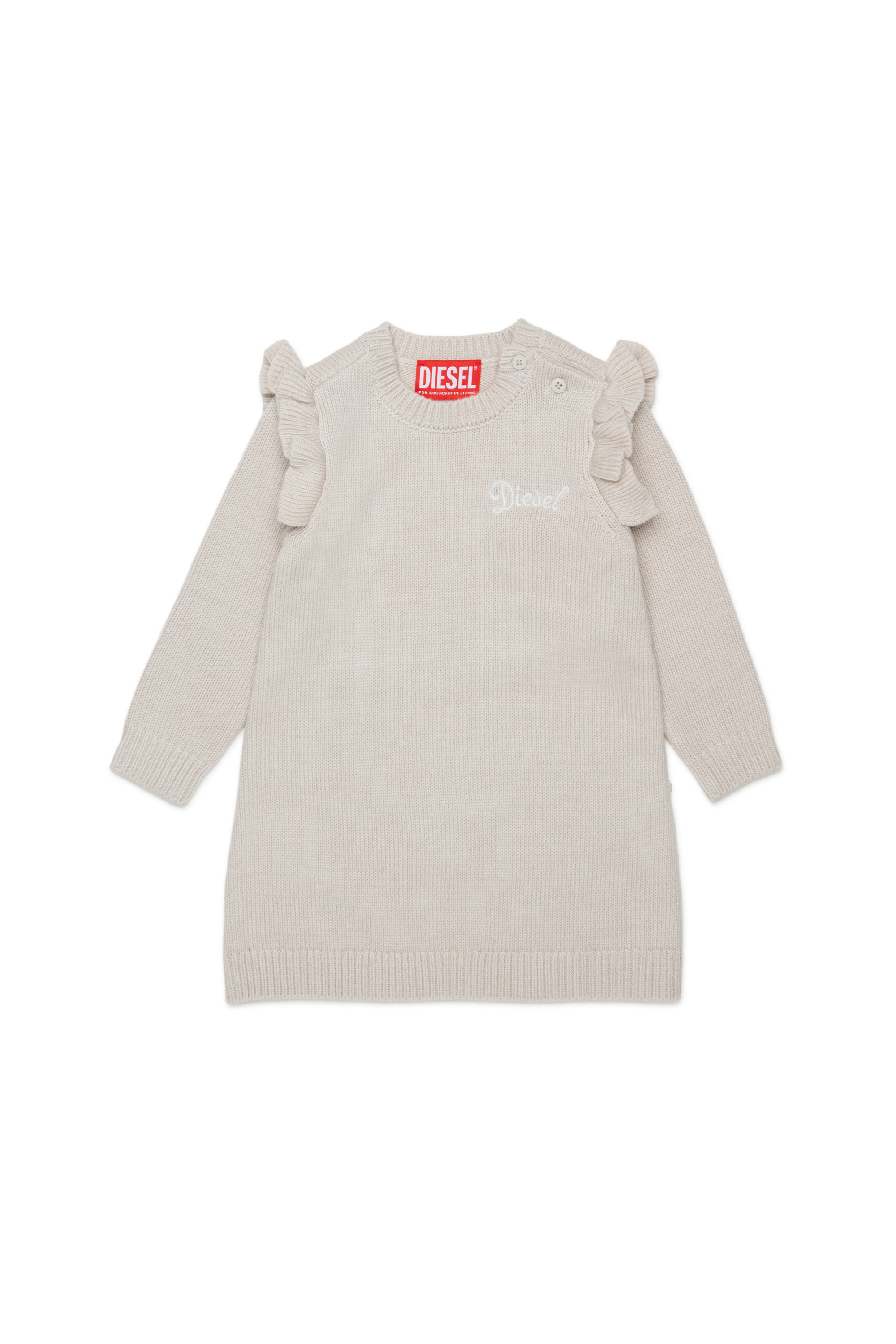 Diesel - DSCALOB, Woman's Cashmere-enriched ruffled sweater dress in White - 1