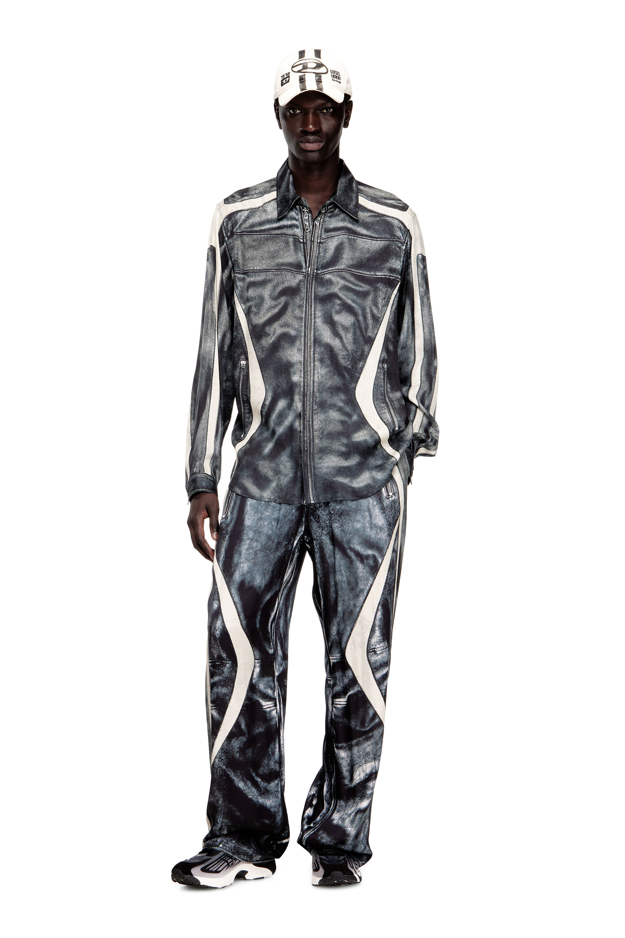 Diesel - S-SIMPLY-BMCZ, Man's Printed viscose shirt with front zip closure in null - 2