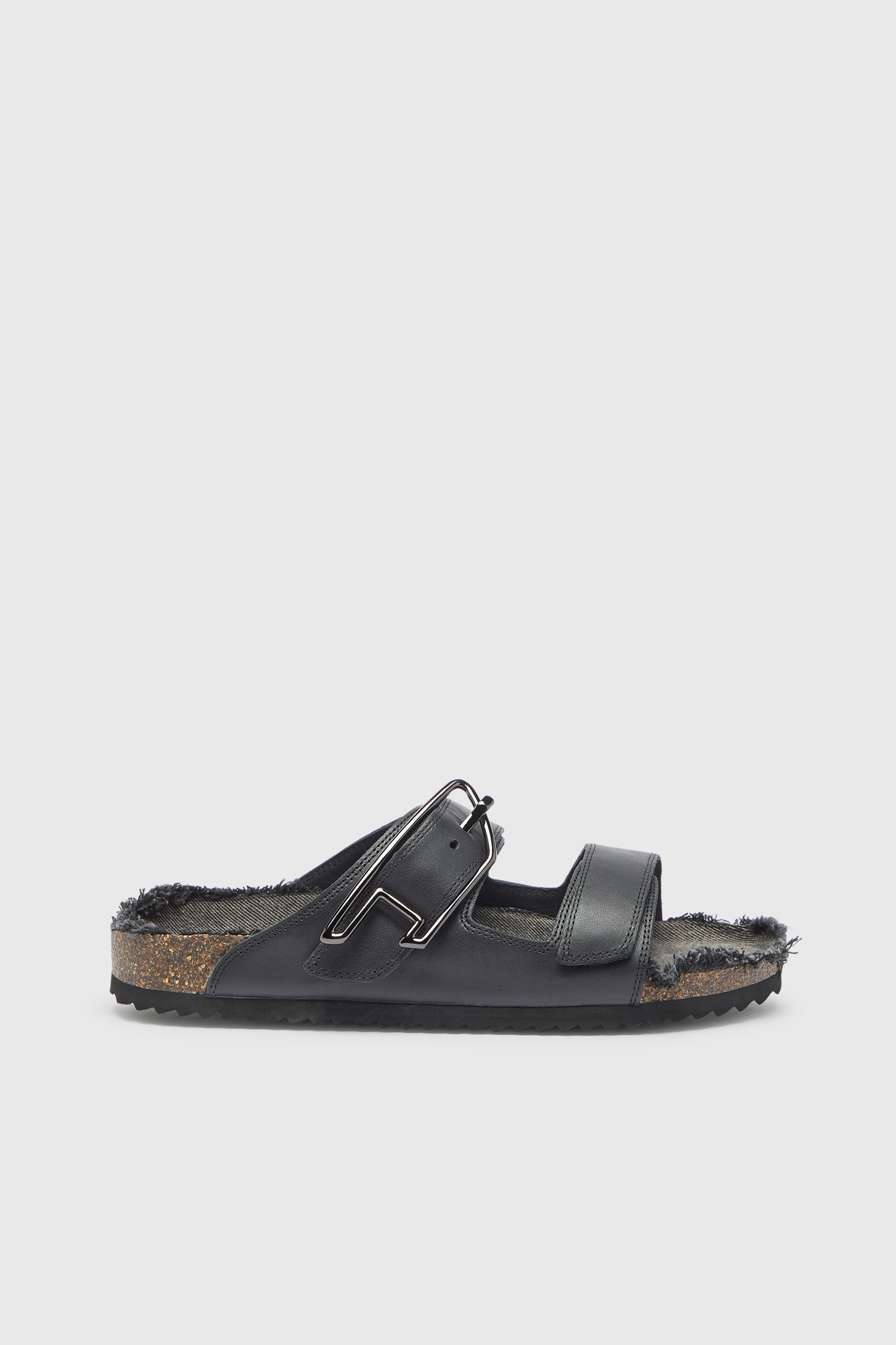 D-Woodstock - Leather slide with cork footbed