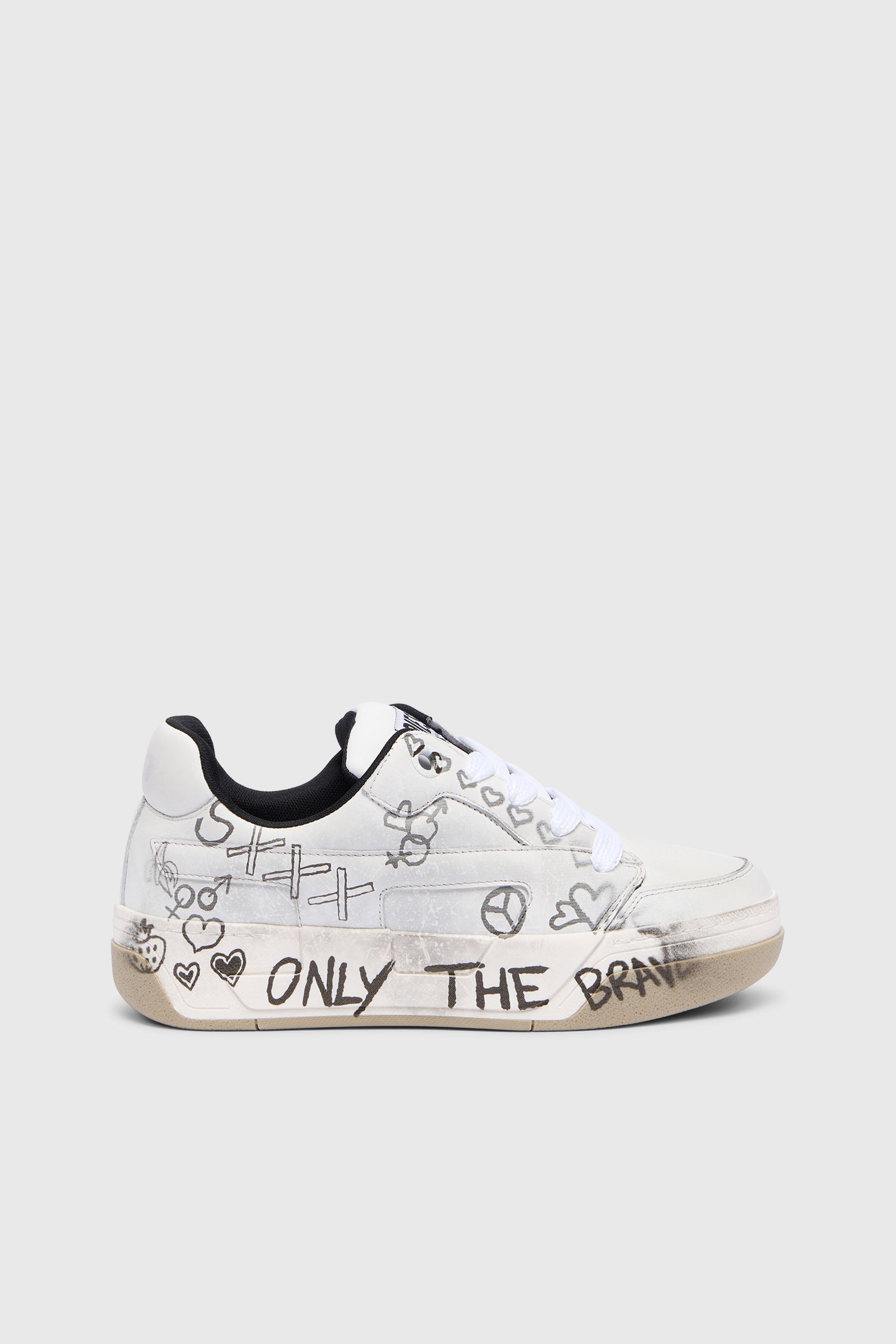 D-Ollie-Leather sneakers with graffiti print