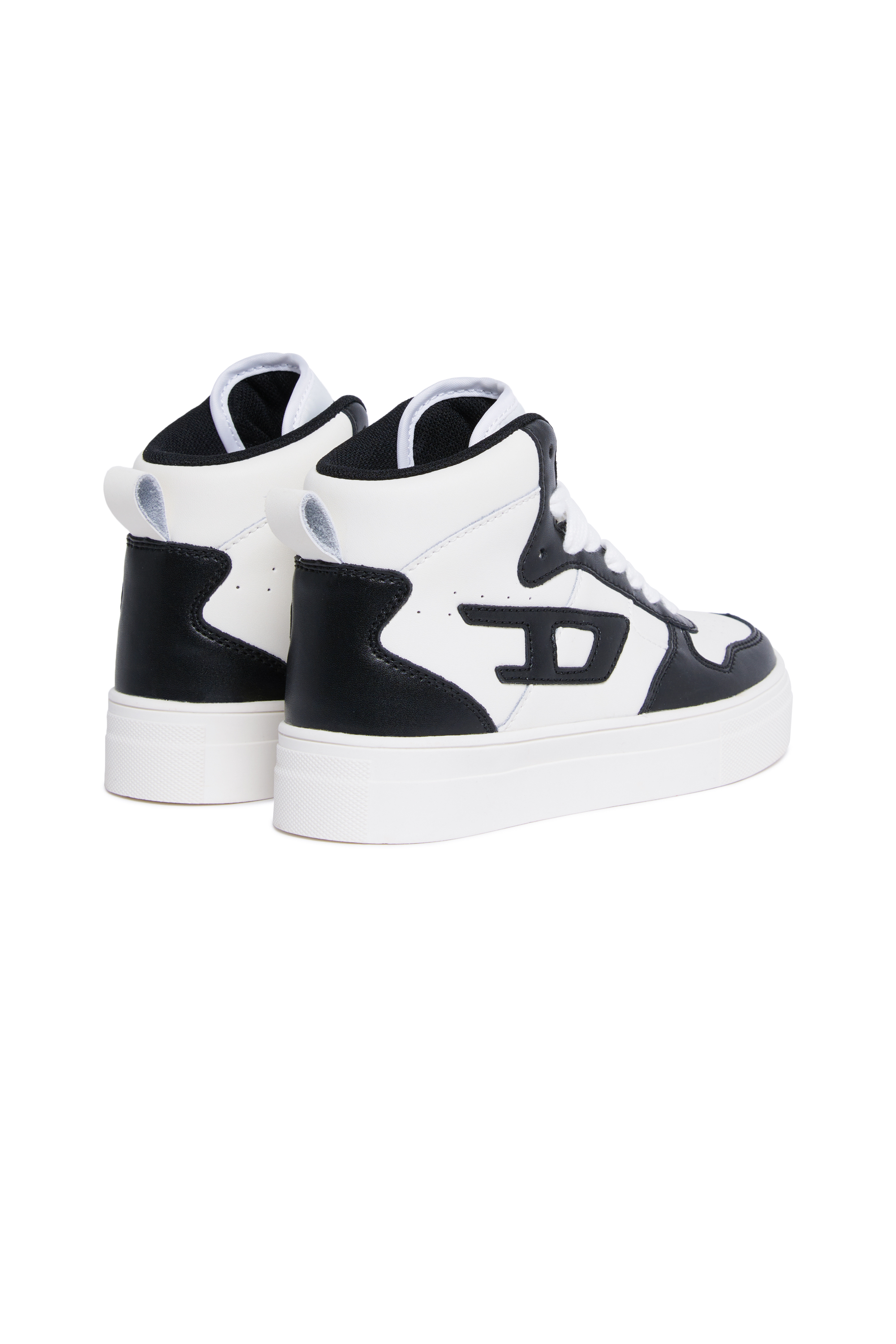 Diesel - S-UKIYO MID 2.0., Unisex's High-top sneakers in perforated leather in White/Black - 3