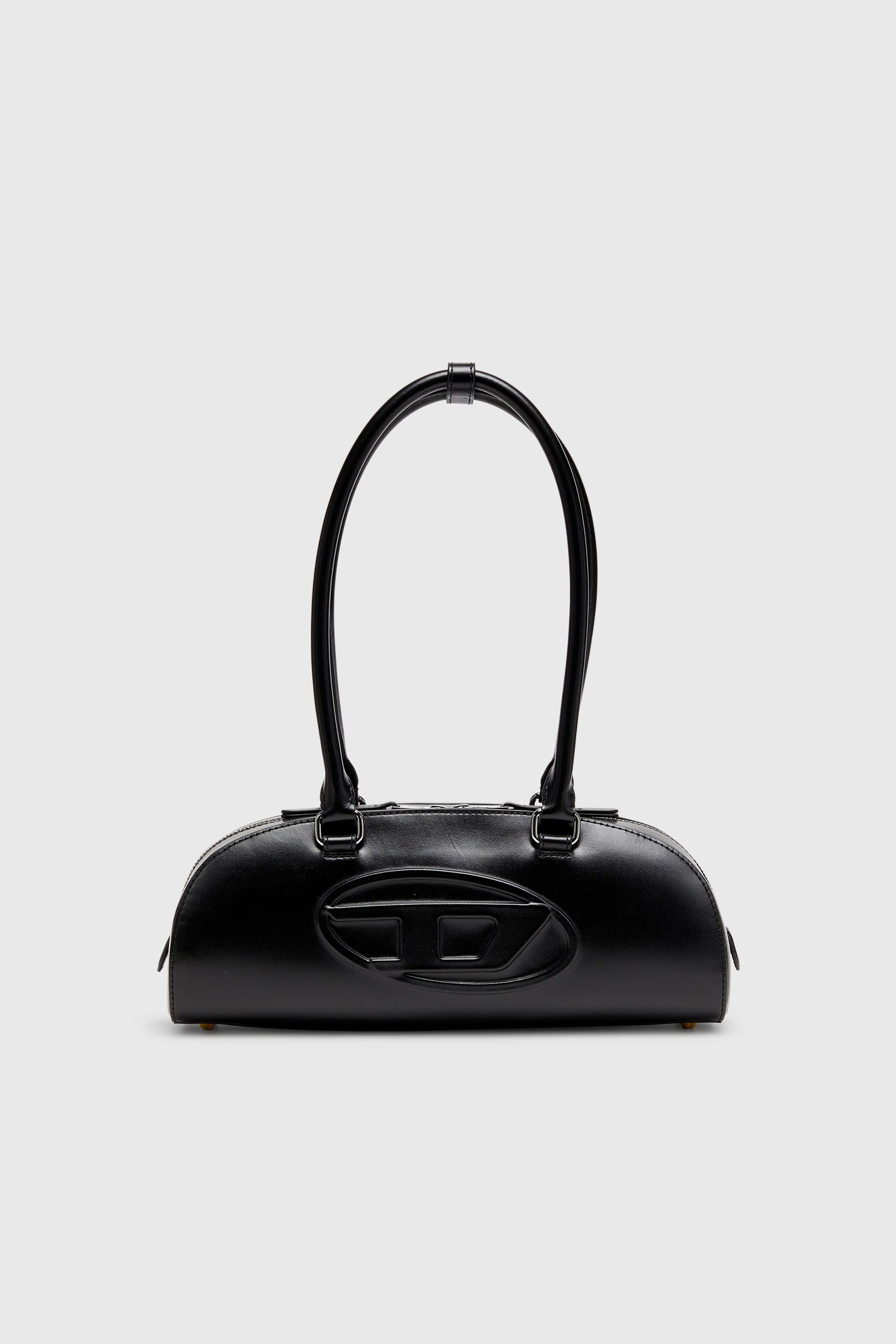 Diesel - 1DR DOME SHOULDER EW, Woman's 1DR Dome - Elongated bowling bag in leather in Black - 2