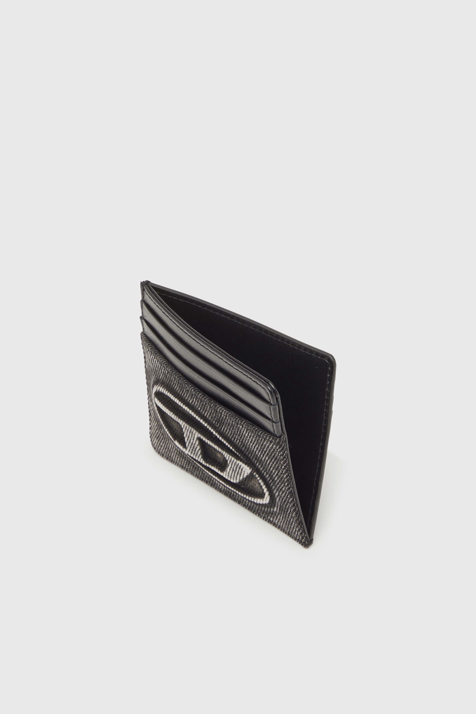 Diesel - 1DR CARD CASE, Unisex's Card holder in washed cotton and leather in Dark grey - 3