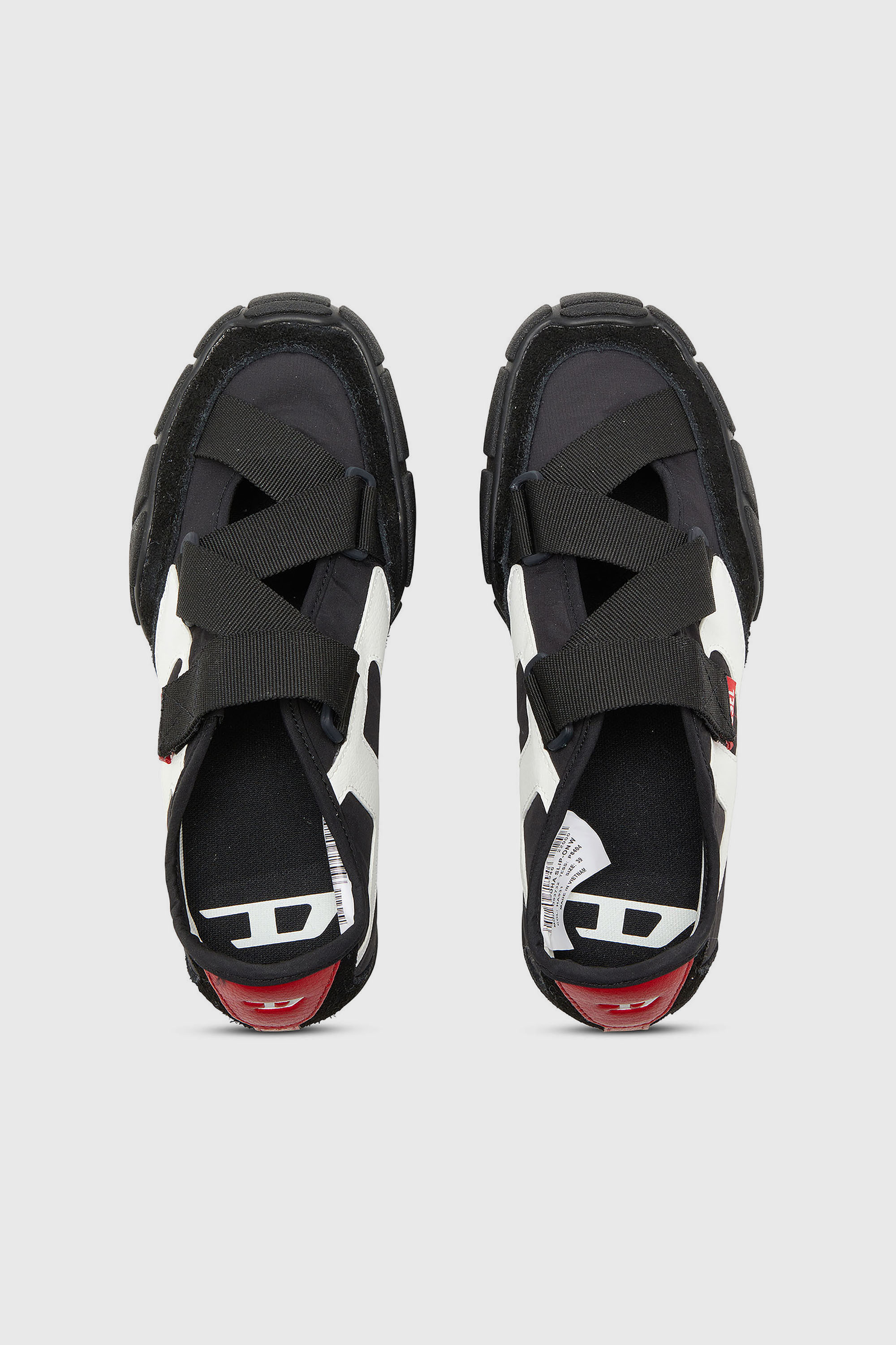 Diesel - S-PAGODHA SLIP-ON W, Woman's S-Pagodha-Tongue-free strap sneakers in ripstop in Black/White - 4