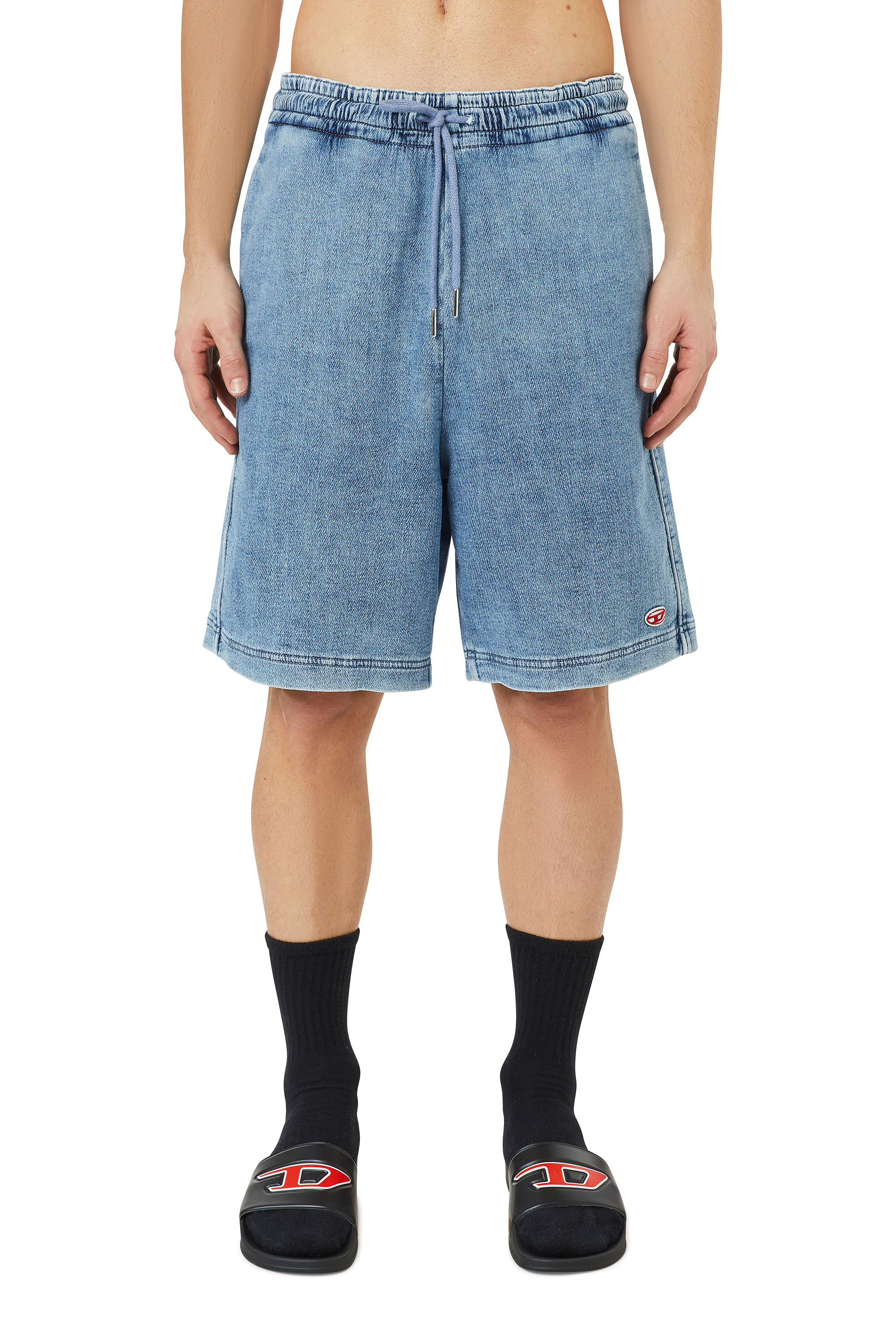 Diesel - D-BOXY TRACK DENIM SHORTS, Light Blue - Image 1