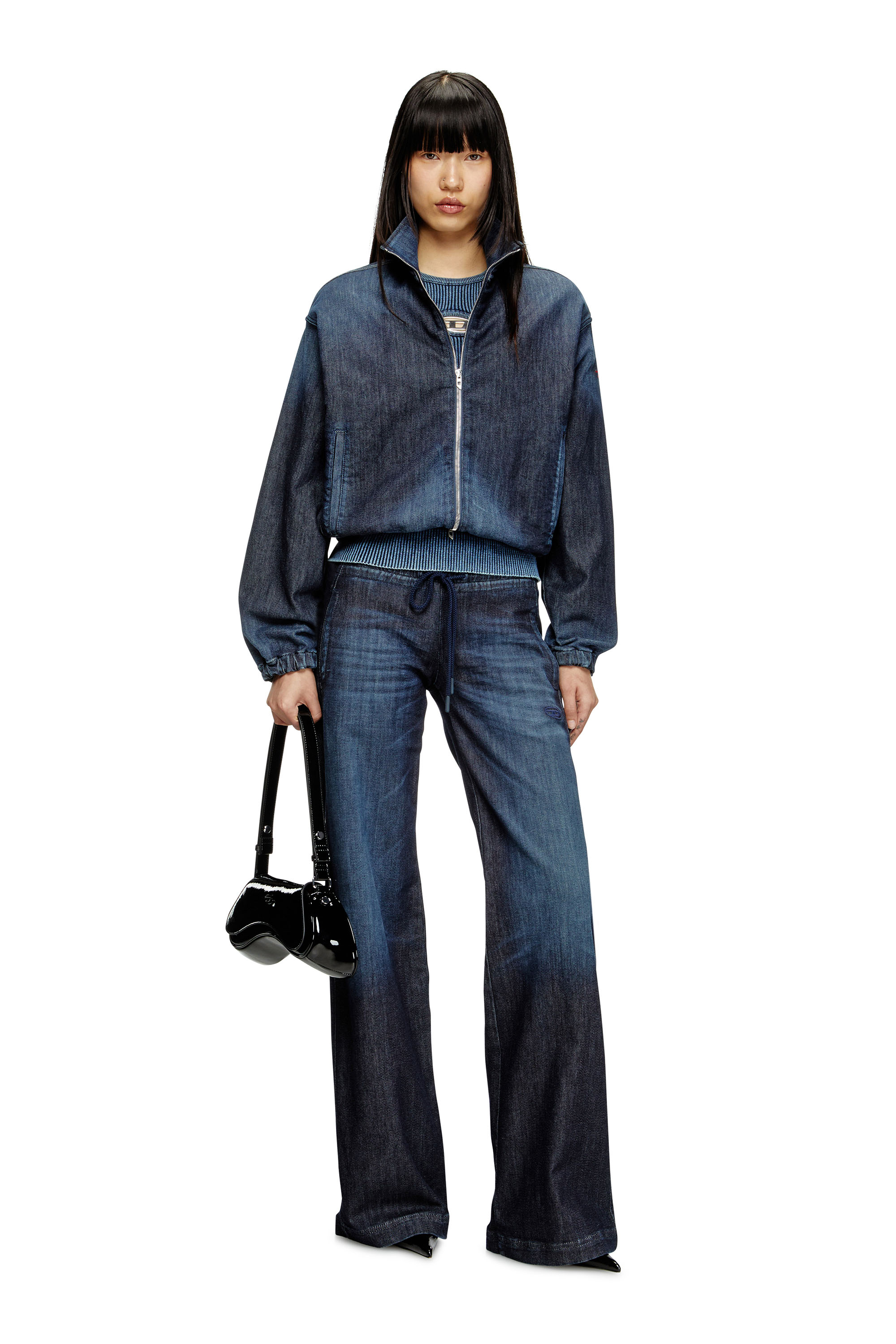 Diesel - DE-SANDERZ JOGG, Woman's High-neck JoggJeans jacket in Dark Blue - 2