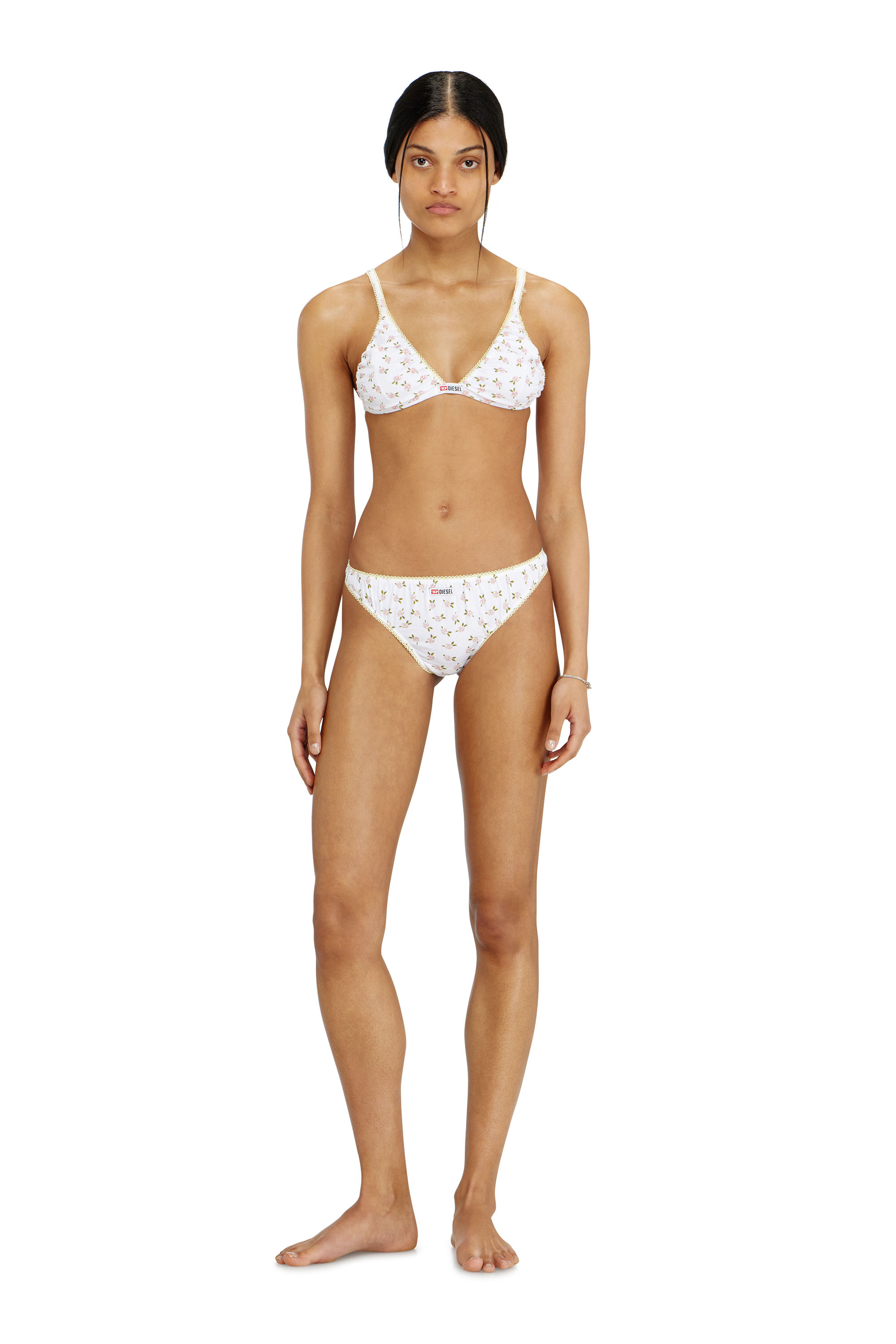 Diesel - JANA-D-CORE, Woman's Cotton triangle bra with all-over floral print in White - 2