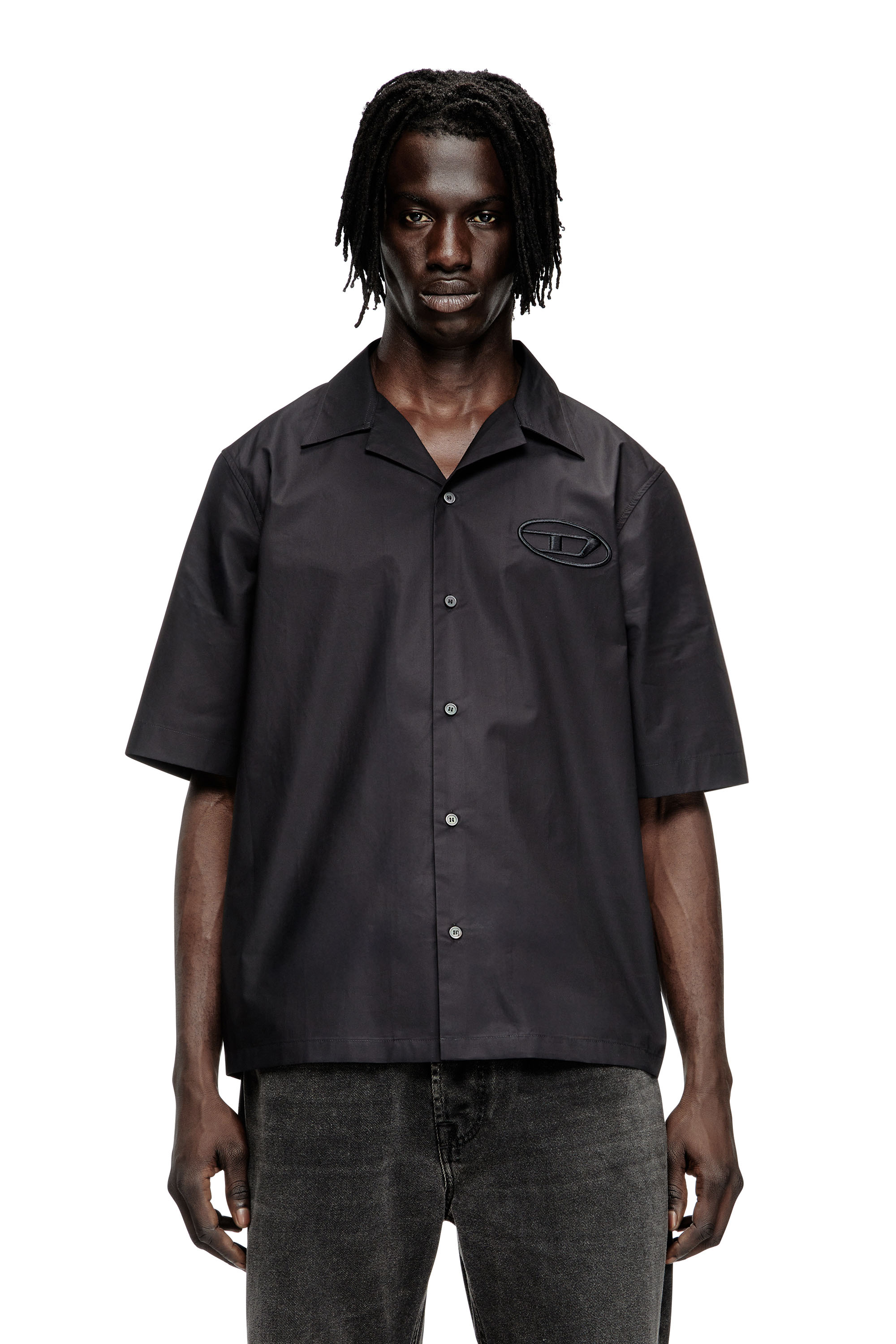 Diesel - S-MAC-PCAL, Man's Bowling shirt with Oval D in Black - 1