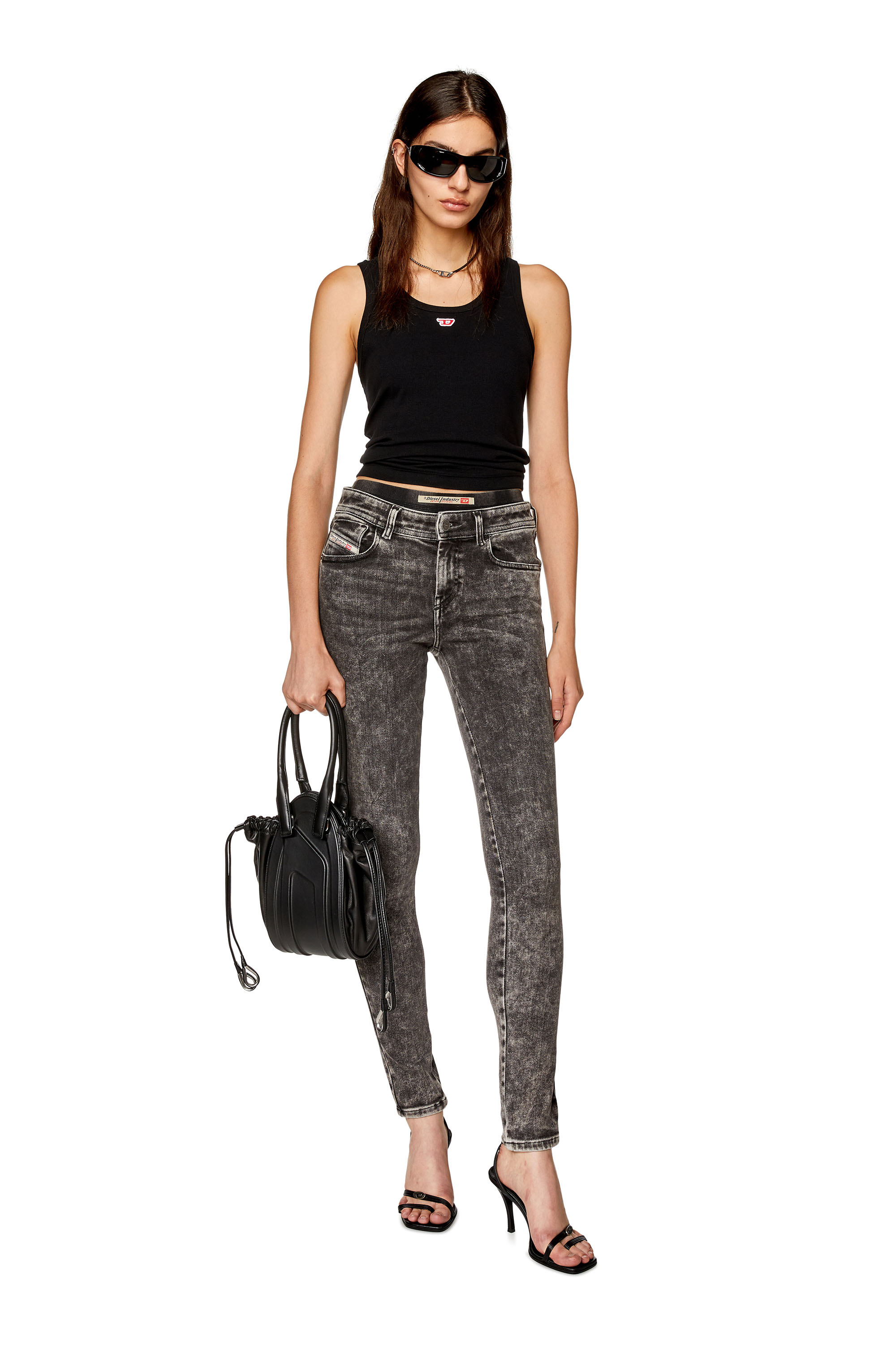 Diesel - Super skinny Jeans 2017 Slandy 09F80, Black/Dark grey - Image 1