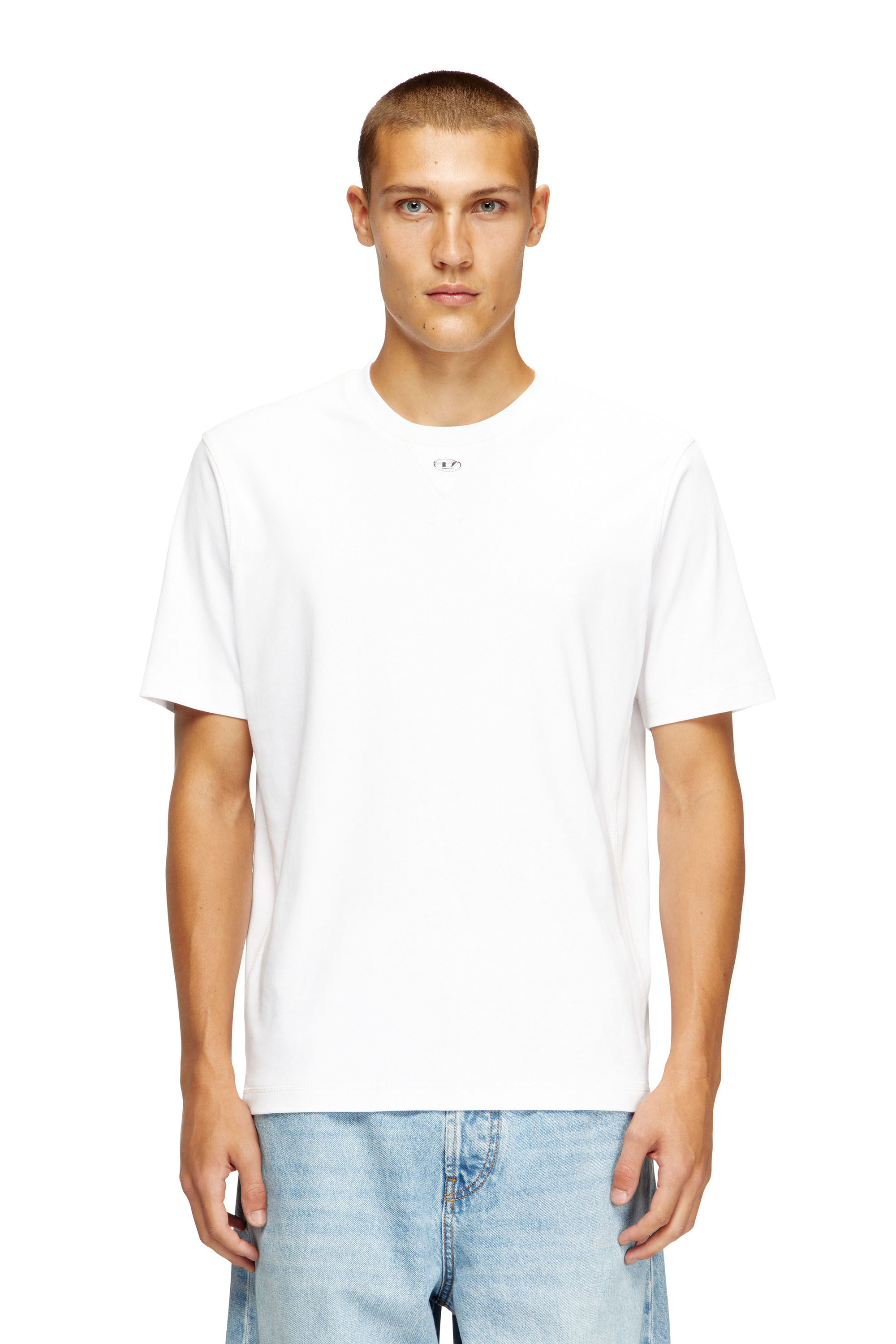 Diesel - T-MADJUST-TR, Man's Regular T-shirt with crew neck and Oval D in White - 3