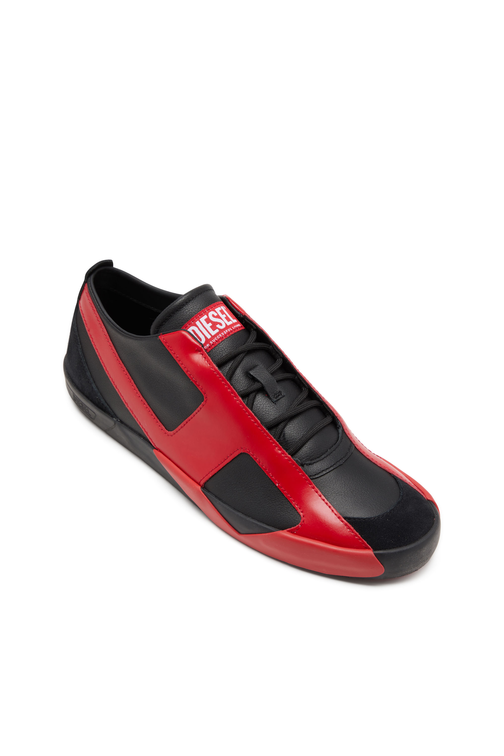 Diesel - S-SLANTE-D LOW, Man's S-Slante-D-Sneakers in suede and leather with D logo in Black/Red - 6