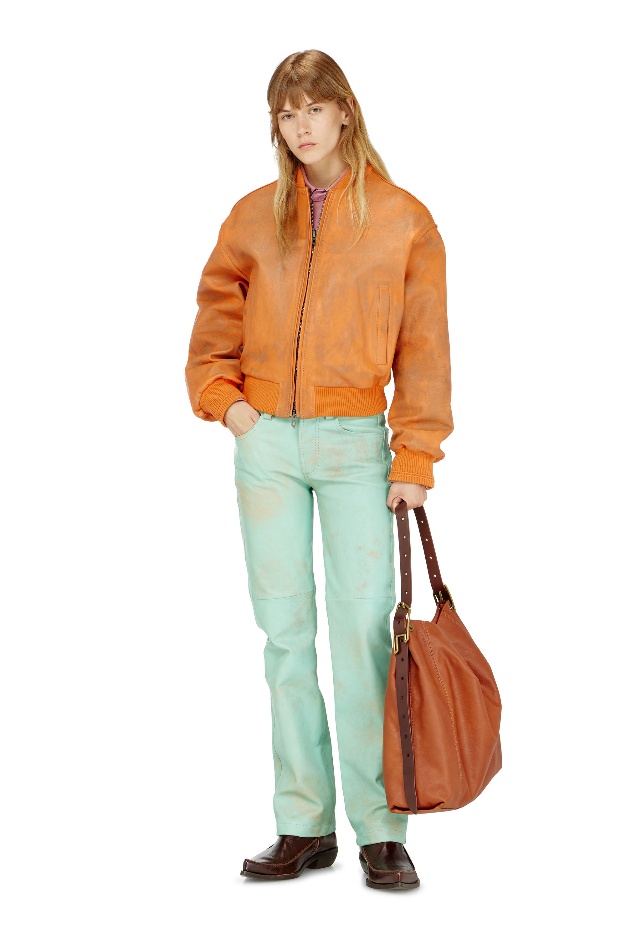 Diesel - L-POCKA, Woman's Pants in treated leather in null - 1
