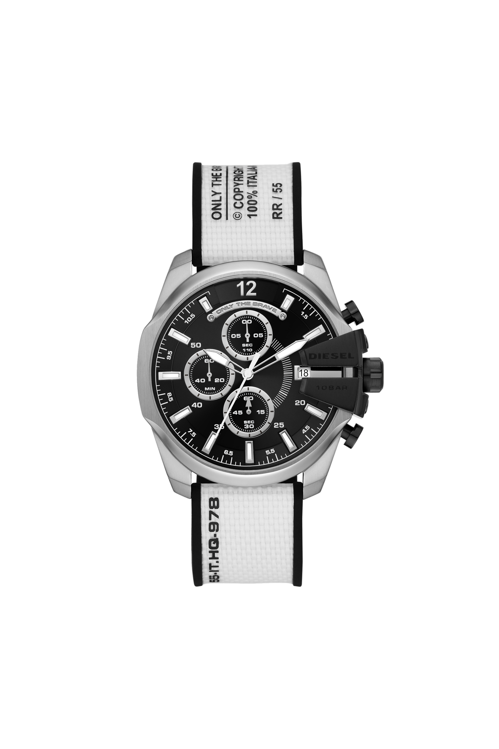 Diesel - DZ4564, Man's Baby Chief chronograph white canvas watch in White - 1