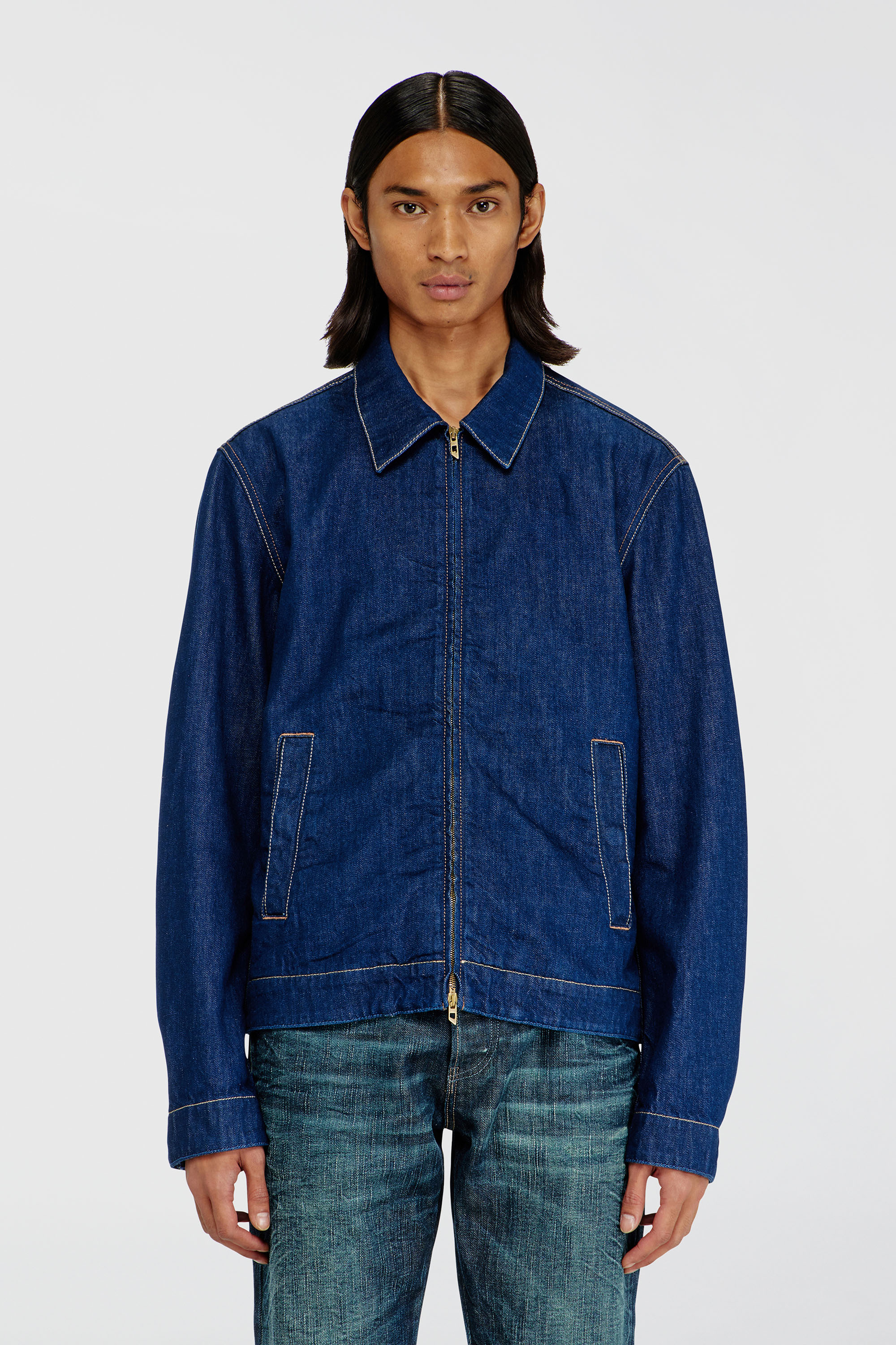 Diesel - D-ROHE, Man's Coach jacket in rinse denim in Medium blue - 2