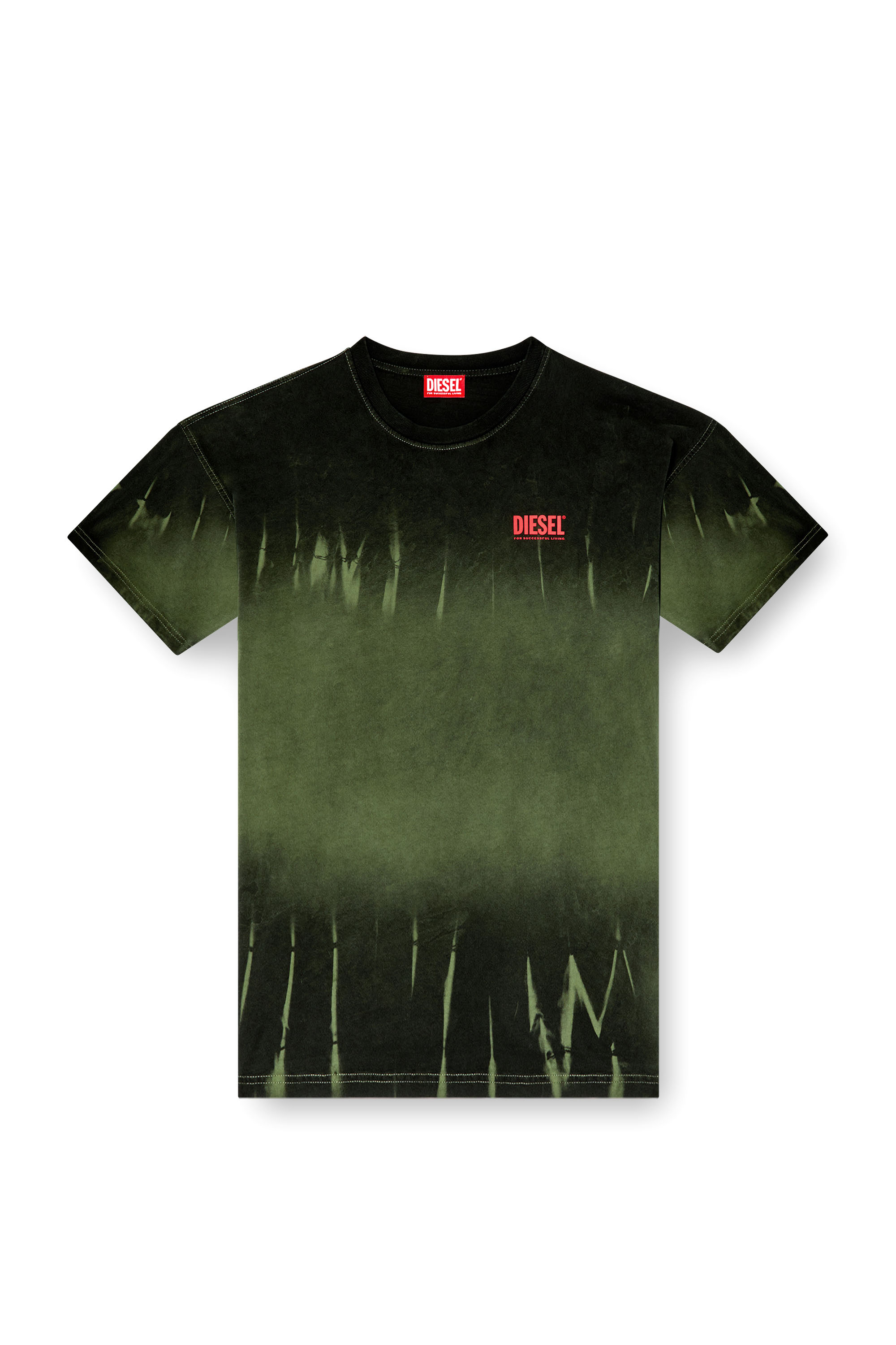 Diesel - T-BOXT-R3, Man's Tie-dye T-shirt with logo print in Dark Green - 5