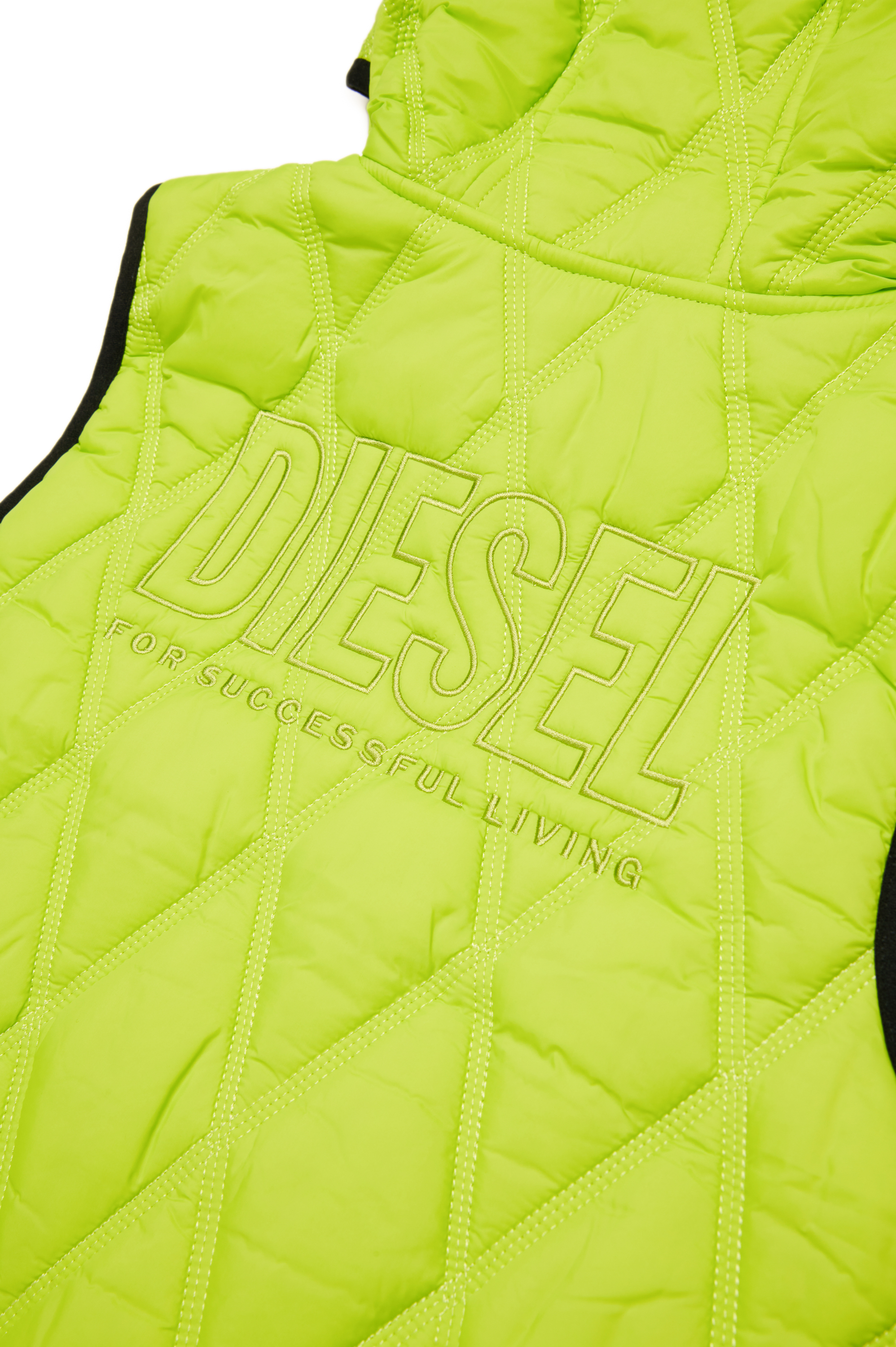 Diesel - JFOSSIR, Unisex's Light hooded quilted vest in Green Fluo - 4