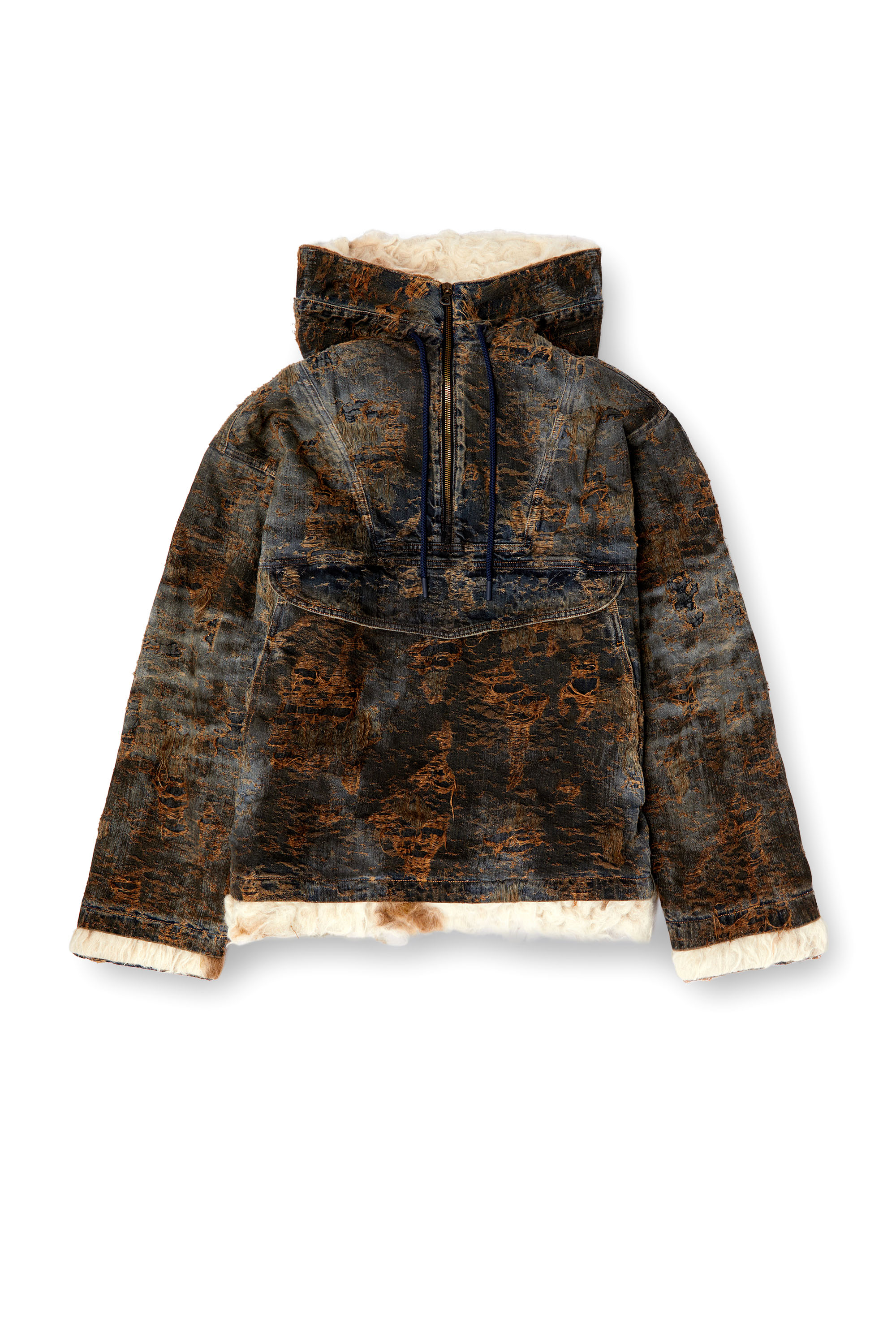 Diesel - D-ARAK-FSF, Unisex's Anorak in coated jacquard denim in Black/Brown - 7