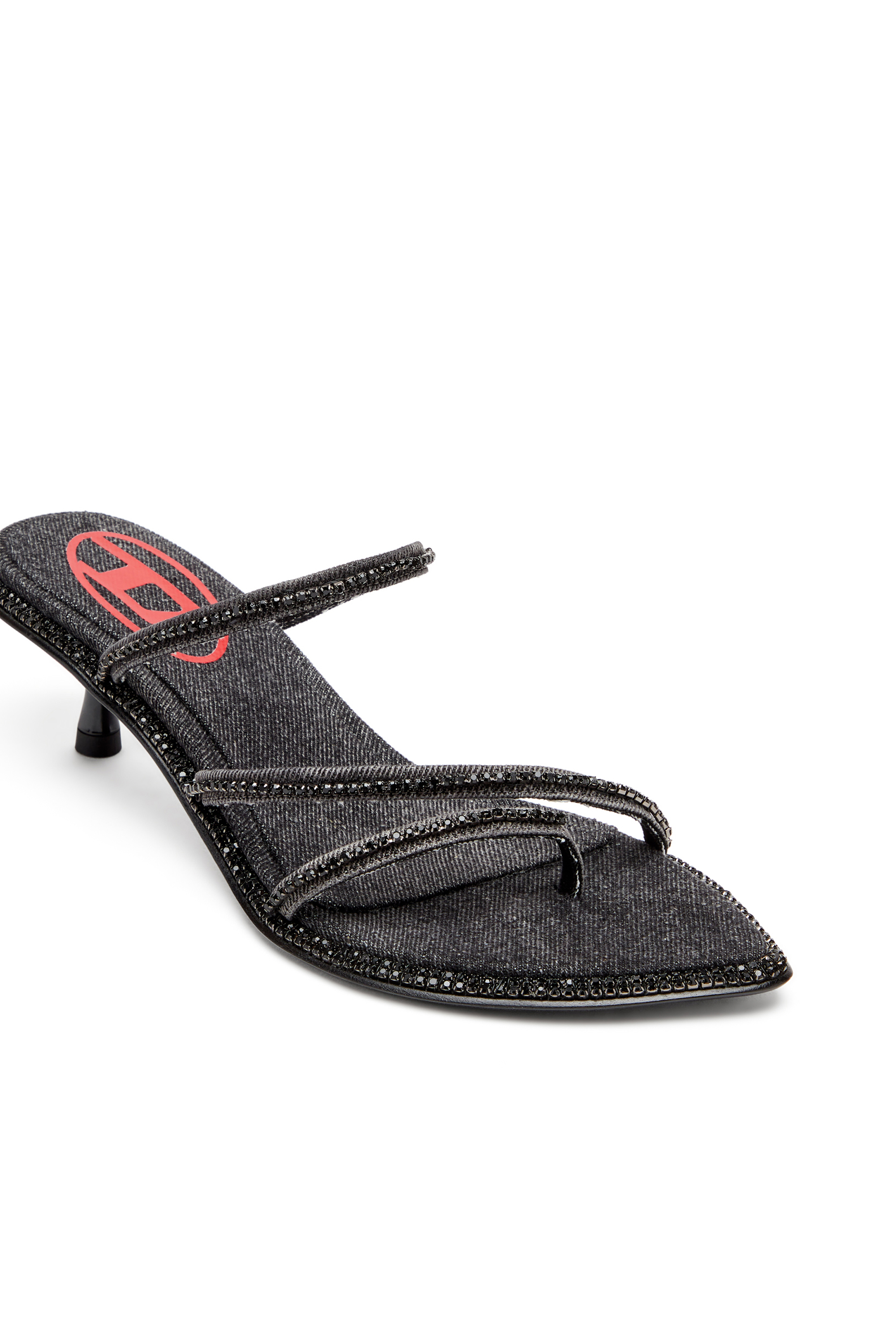 Diesel - D-HAVANNA KITTIE, Woman's D-Havanna-Kitten-heel mules in crystal denim in Black - 5