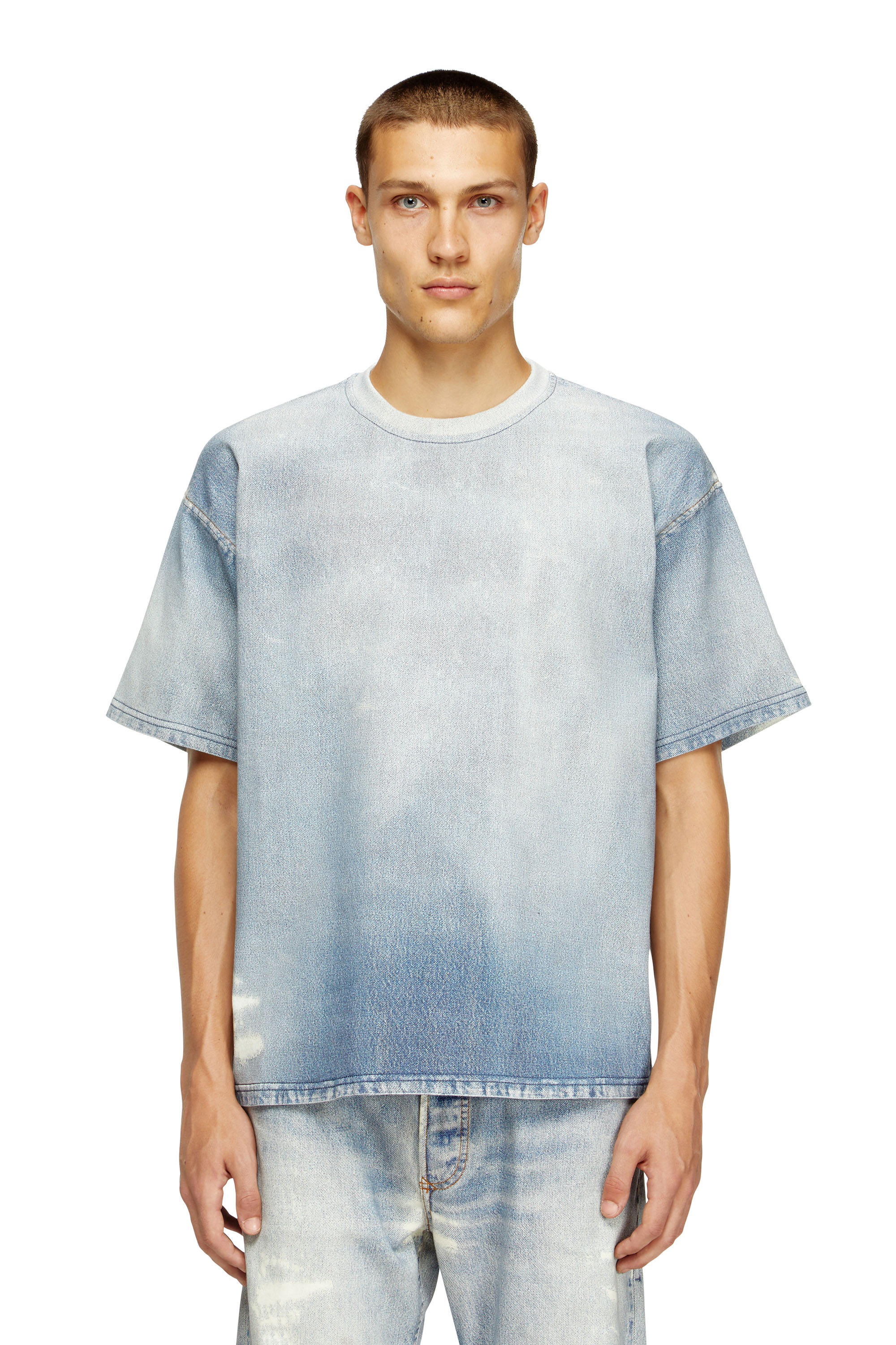 Diesel - D-BOX JOGG, Man's T-shirt in printed bleach-effect JoggJeans in Light Blue - 1