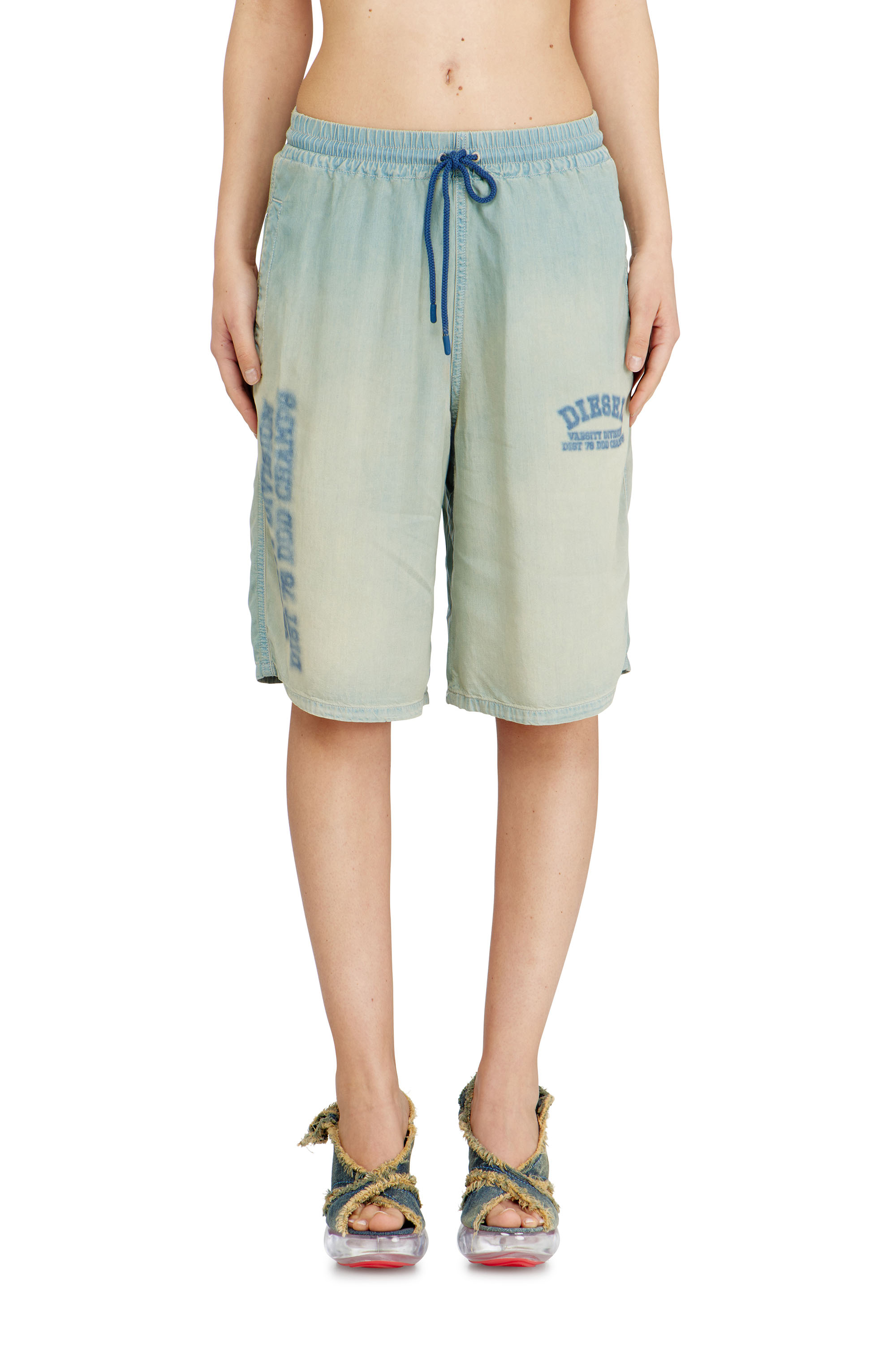 Diesel - D-ENIMOS-SHORT-S2, Unisex's Shorts in fluid dirt-effect denim in Light Blue - 4