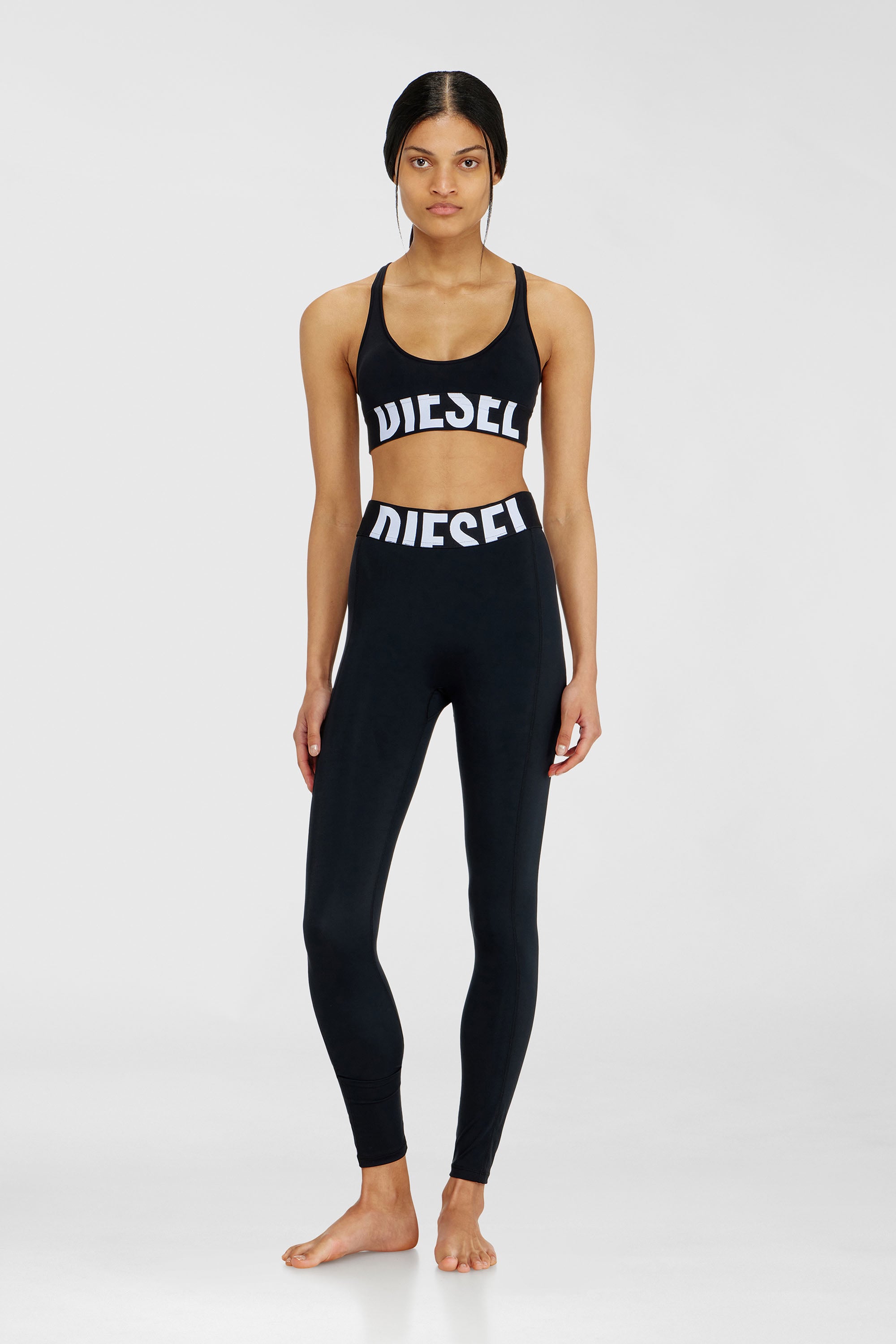 Diesel - ALLISON-D-POP, Woman's Microfibre sports bra with cut-off logo in Black - 2